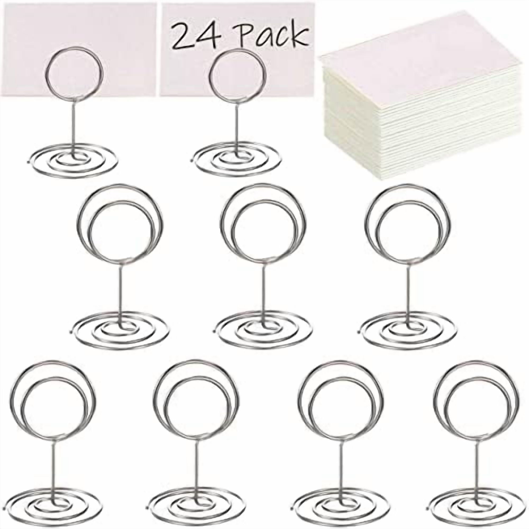 24 Pcs Premium Mini Place Card Holders and 24 Pcs Place Cards, Small Table Card Holder, Cute Table Number Holders, Photo Picture Holders for Centerpieces, Wedding, Party, Birthday