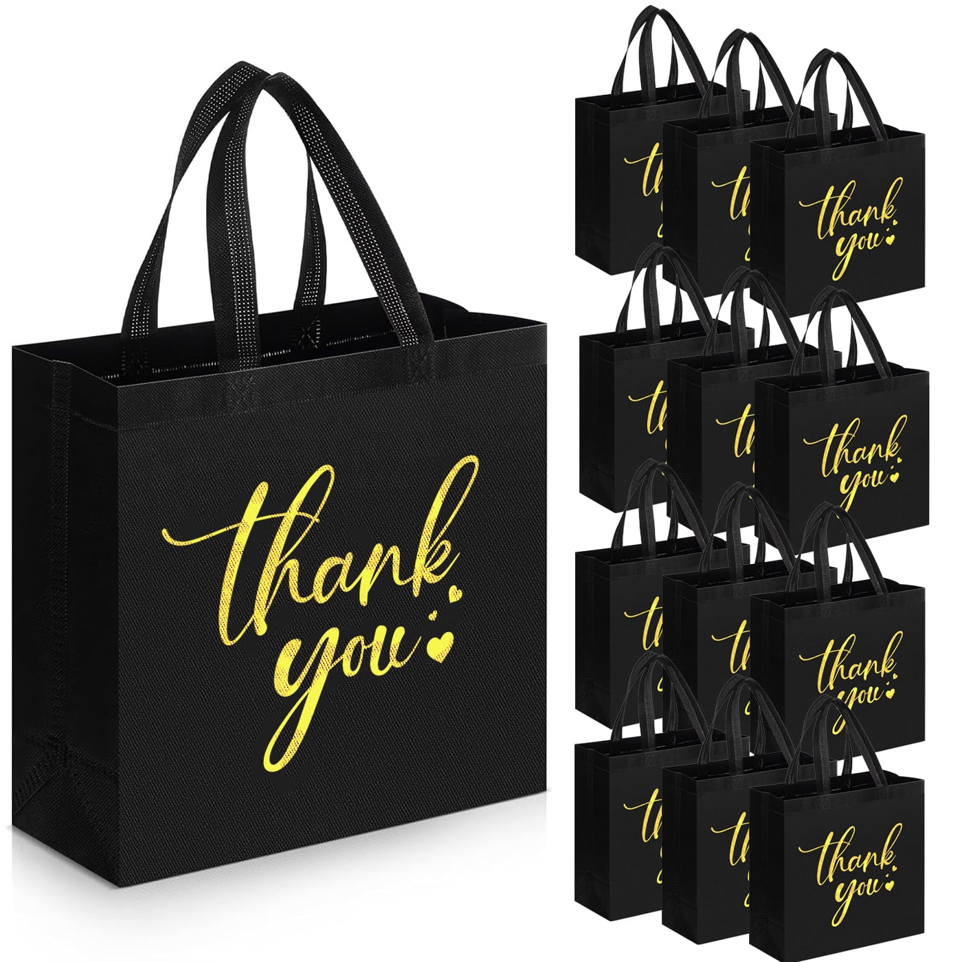 30Pcs Thank You Gift Bags, Large Reusable Gift Bags,Thank You Bags with Handles for Business, Shopping, Wedding, Baby Shower, Graduations, Party Favors