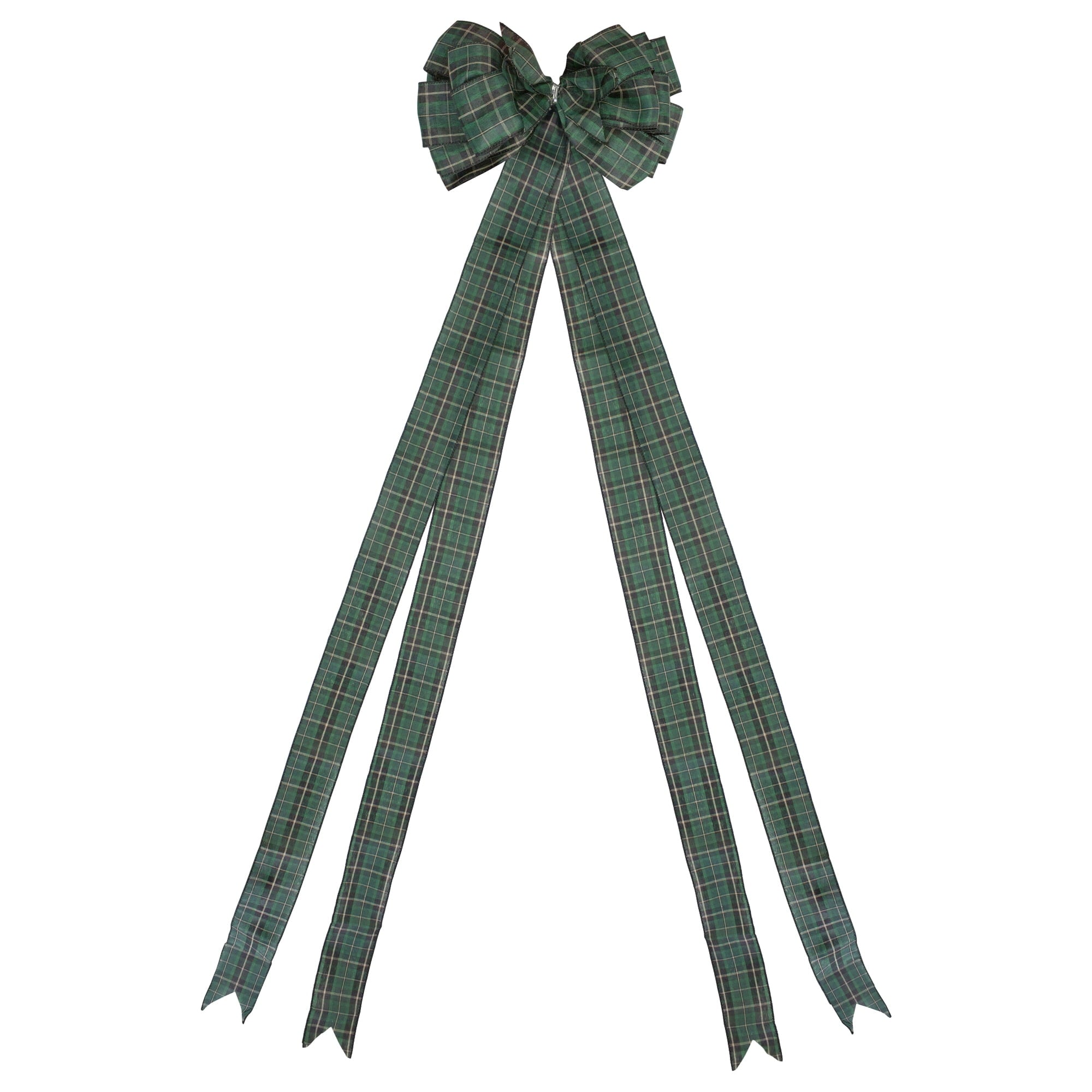 Northlight 50" Green and Black Plaid 16 Loop Christmas Bow Decoration