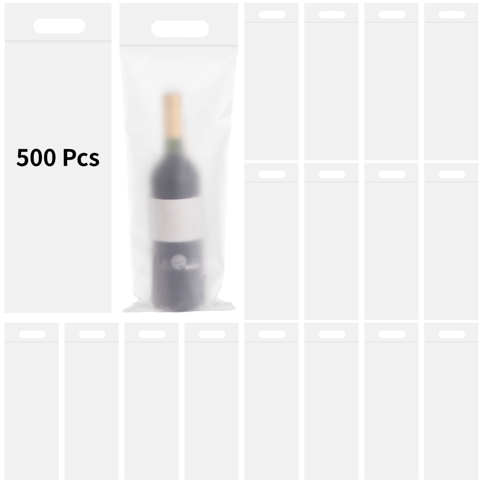 Wine To Go Bags, 500 Pcs Wine Bottle Doggy Bag Wine Bags for Gifts, Plastic Travel Bags Gift Wrapping Bags with Handles and Self-sealing Strips for Restaurant, Bar, Wedding Party
