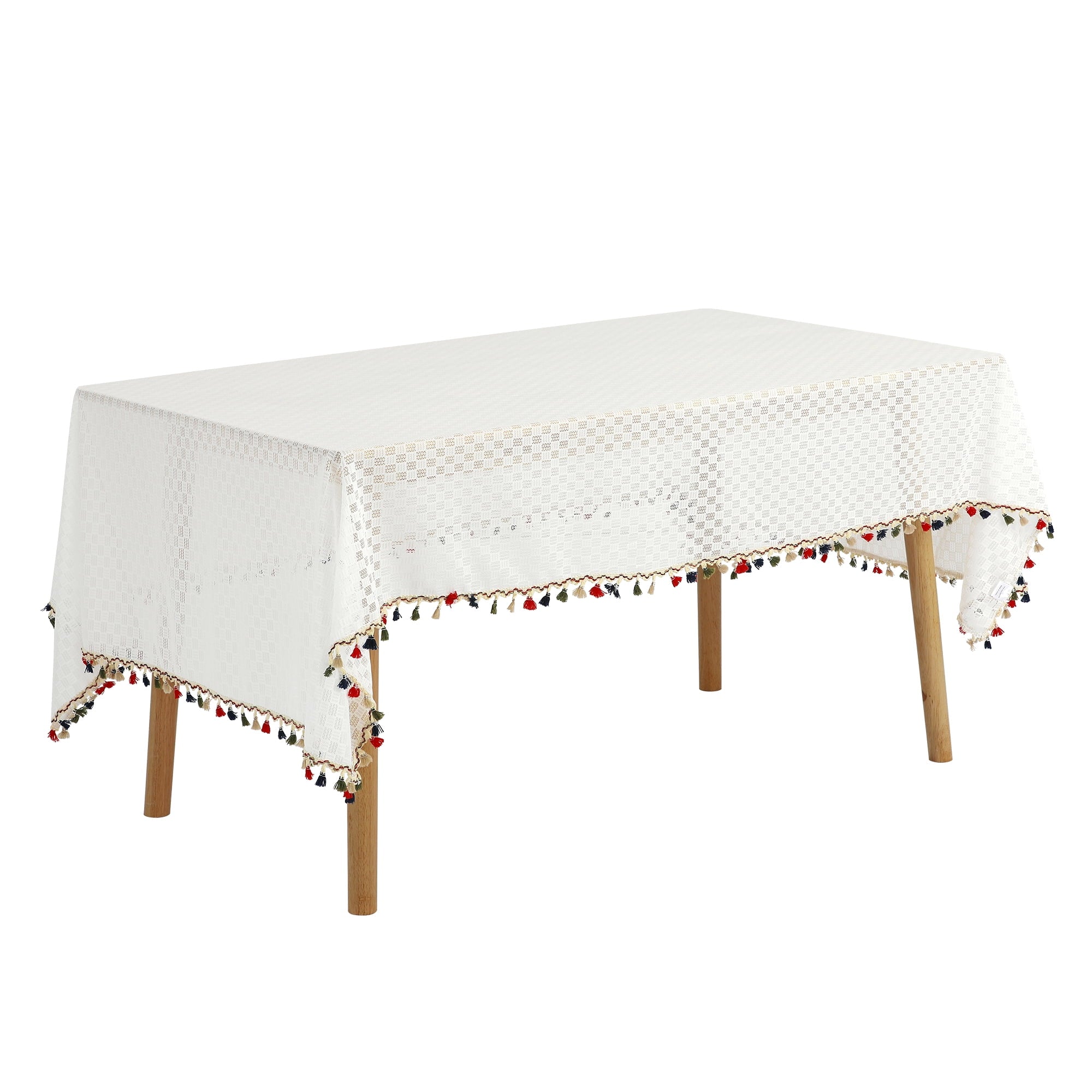 REGALWOVEN Uxcell Rectangle Tablecloth, Table Cloth with Tassels Wrinkle Free Table Cover, for Kitchen, Dinner, Party Colorful 53x79 Inch