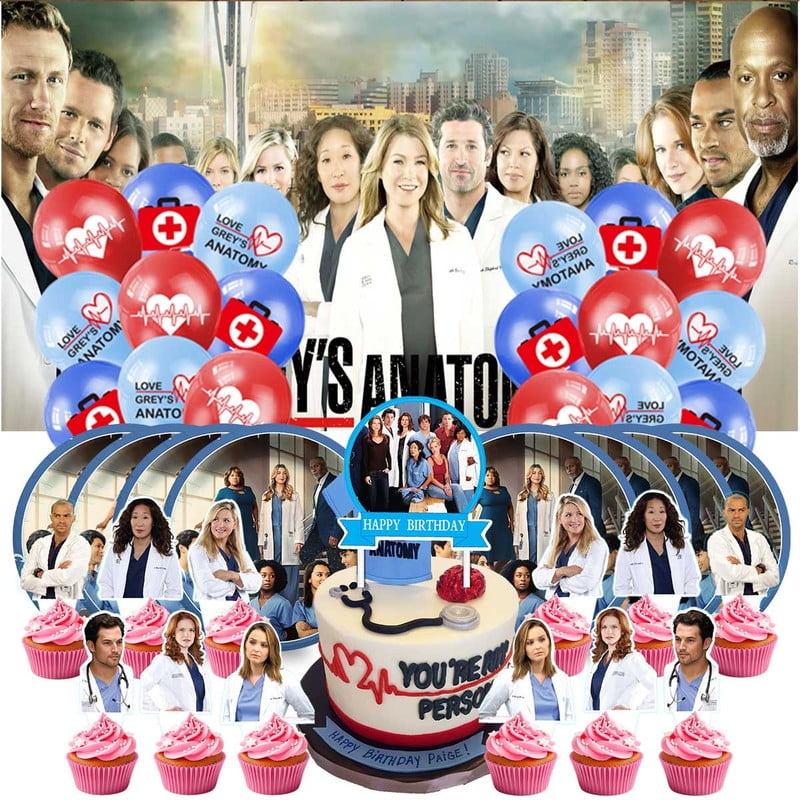 Grey's Anatomy Plates Balloons Party Supplies Plates Cake Toppers Decorations Banner Tableware Birthday Decor