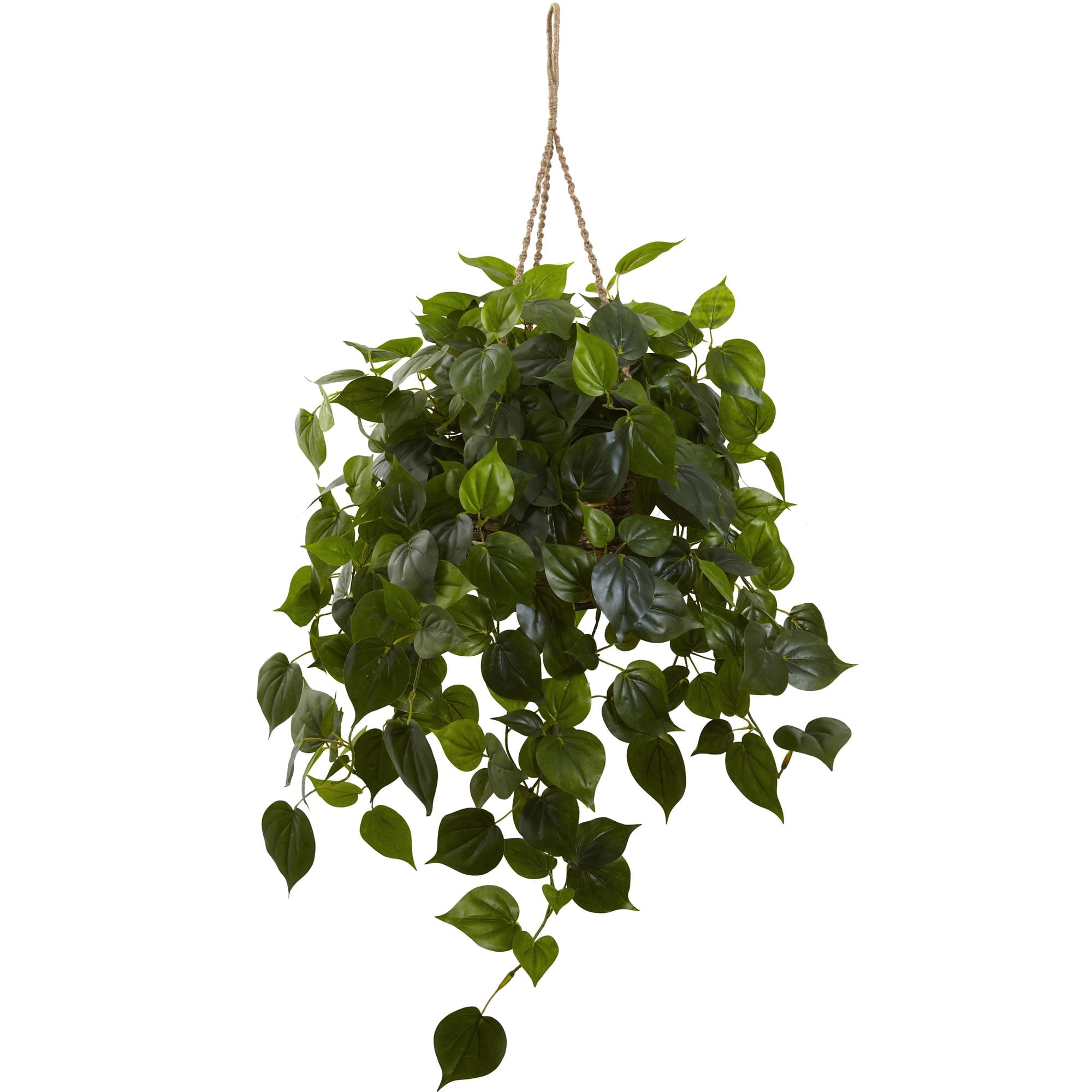 Nearly Natural Green Plastic Philodendron Hanging Planter Basket (Indoor/Outdoor)
