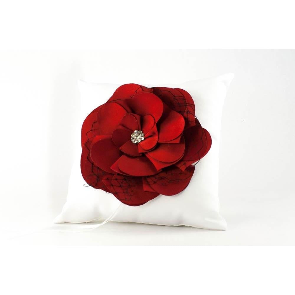 Red and Black Rose Wedding Ring Bearer Pillow