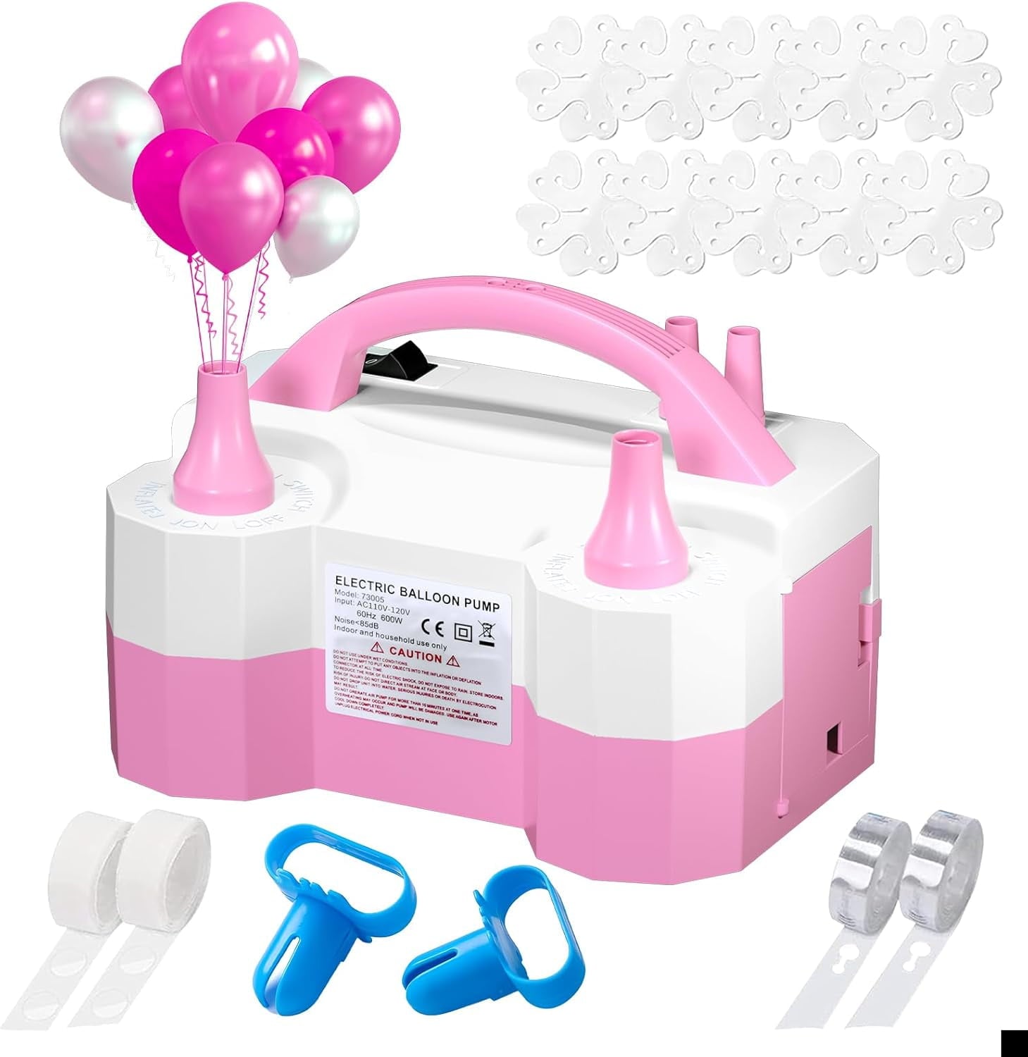SINBEE Balloon Pump, Balloon Pump Electric, Portable Dual Nozzle Electric Blower Air Pump Inflator for Party Decoration. Faster and Save Time