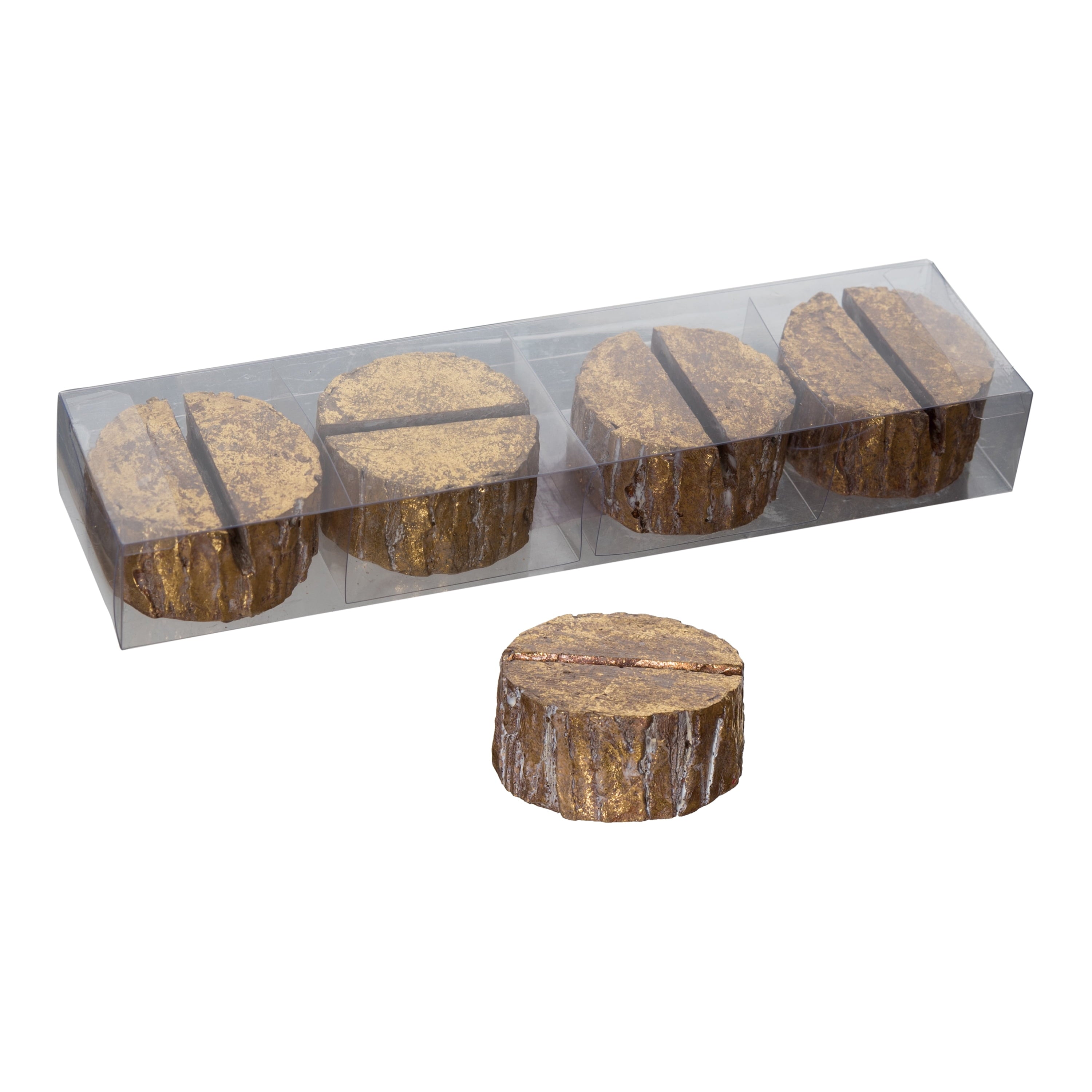 Transpac Gold Christmas Textured Birch Place Card Holders Set of 4 675 in Polyresin Decorative Objects