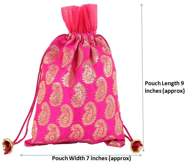 Sunsoul by Touchstone New Gorgeous Indian Traditional Paisley Brocade Large Drawstring Bags Pouches Potli For Gift Wedding Jewelry Packaging Bridal Party Favors Assorted Colors Set Of 20 For Women.