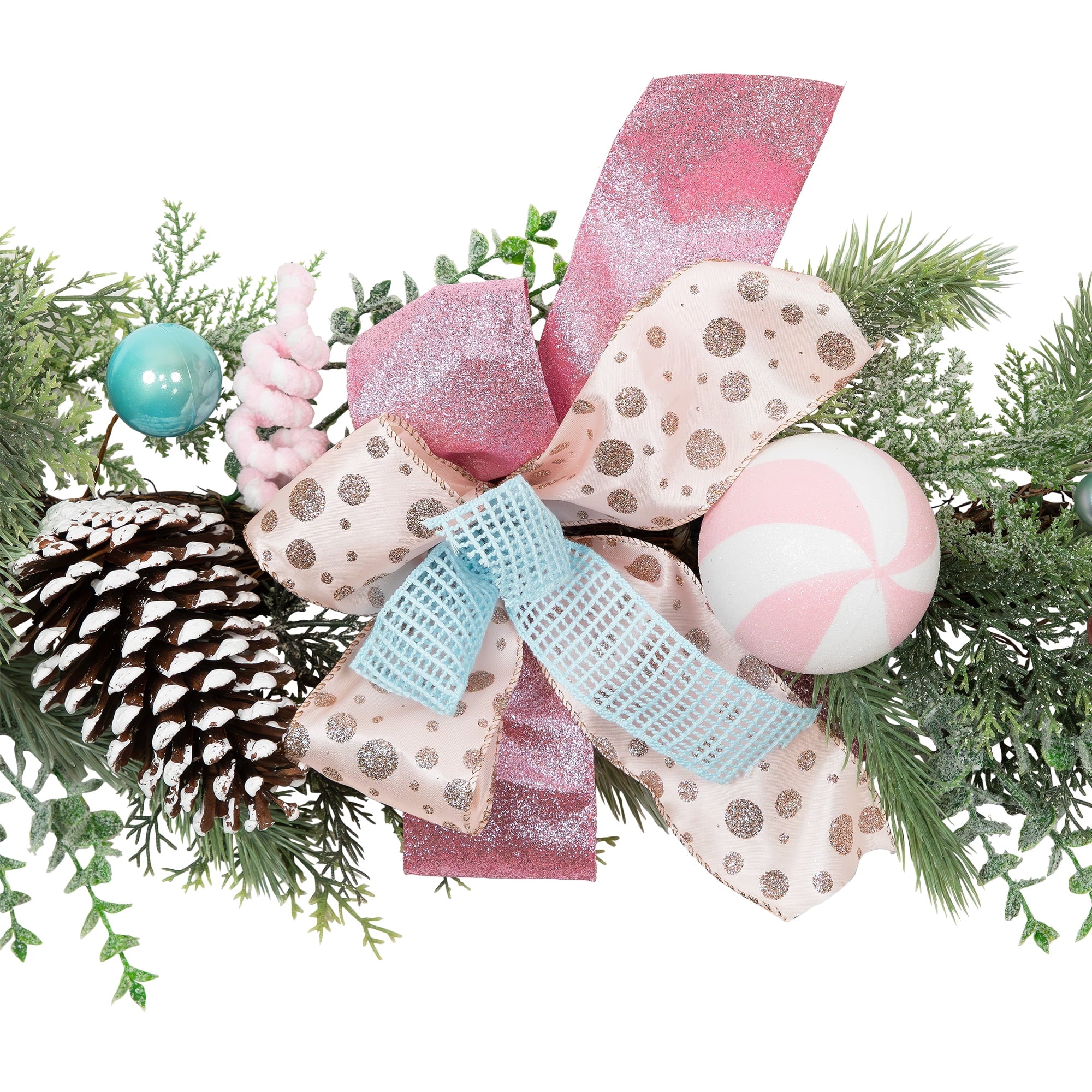 Northlight Pastel Bows and Ornaments Artificial Christmas Garland - 6' x 7" - Unlit