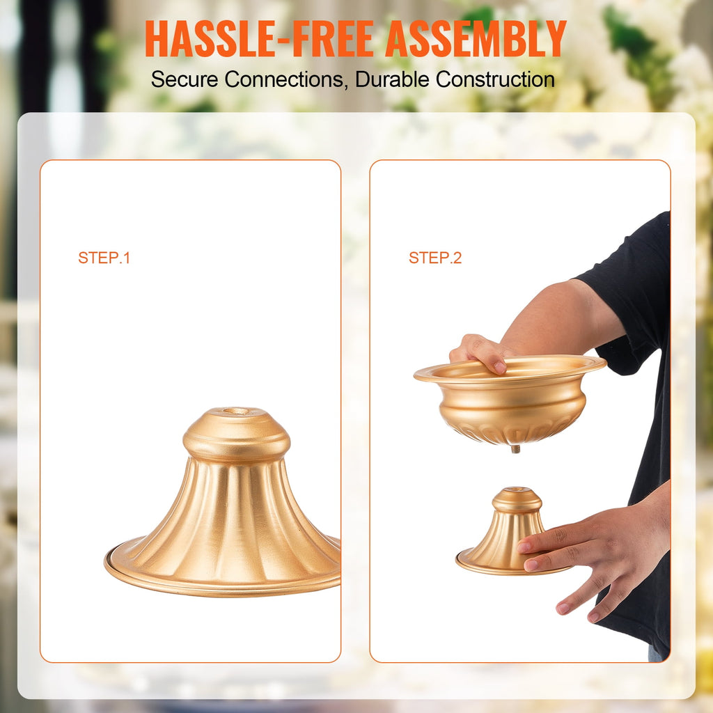 KFFKFF Set of 10, 16cm/6.3” Height Wedding Blossom Holder, Metallic Nuptial Centerpiece,Golden Botanical Display Stand for Tabletops at Wedding Feast,Commemoration Ceremony,Birthday Occasion Ornament