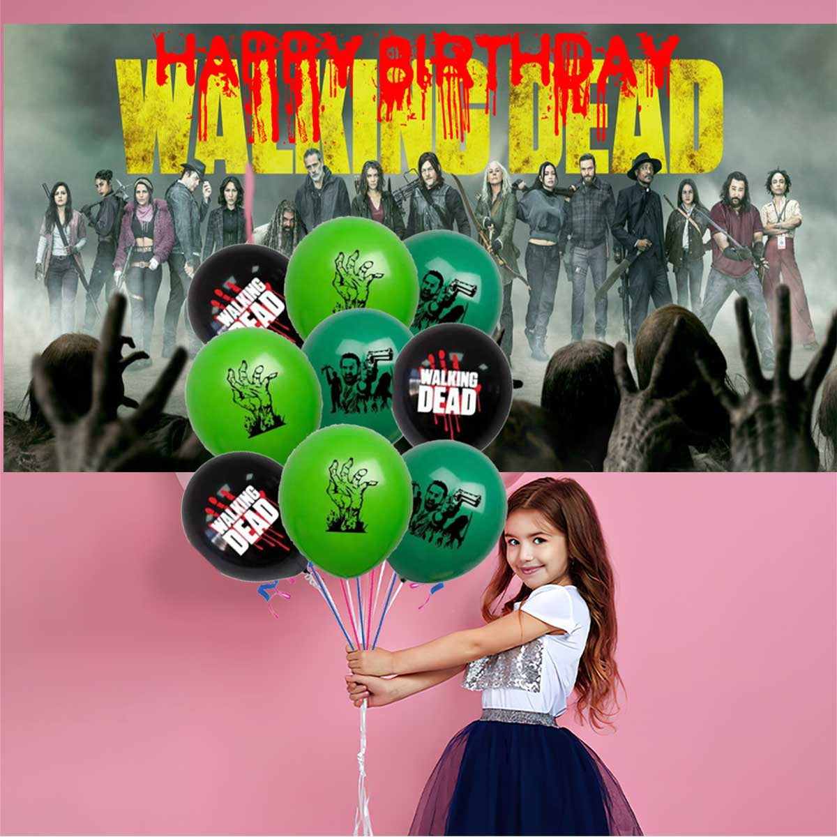 The Walking Dead Balloons Supplies Party Decor Plates Decorations Banner Cake Topper Tableware Banner Backdrop
