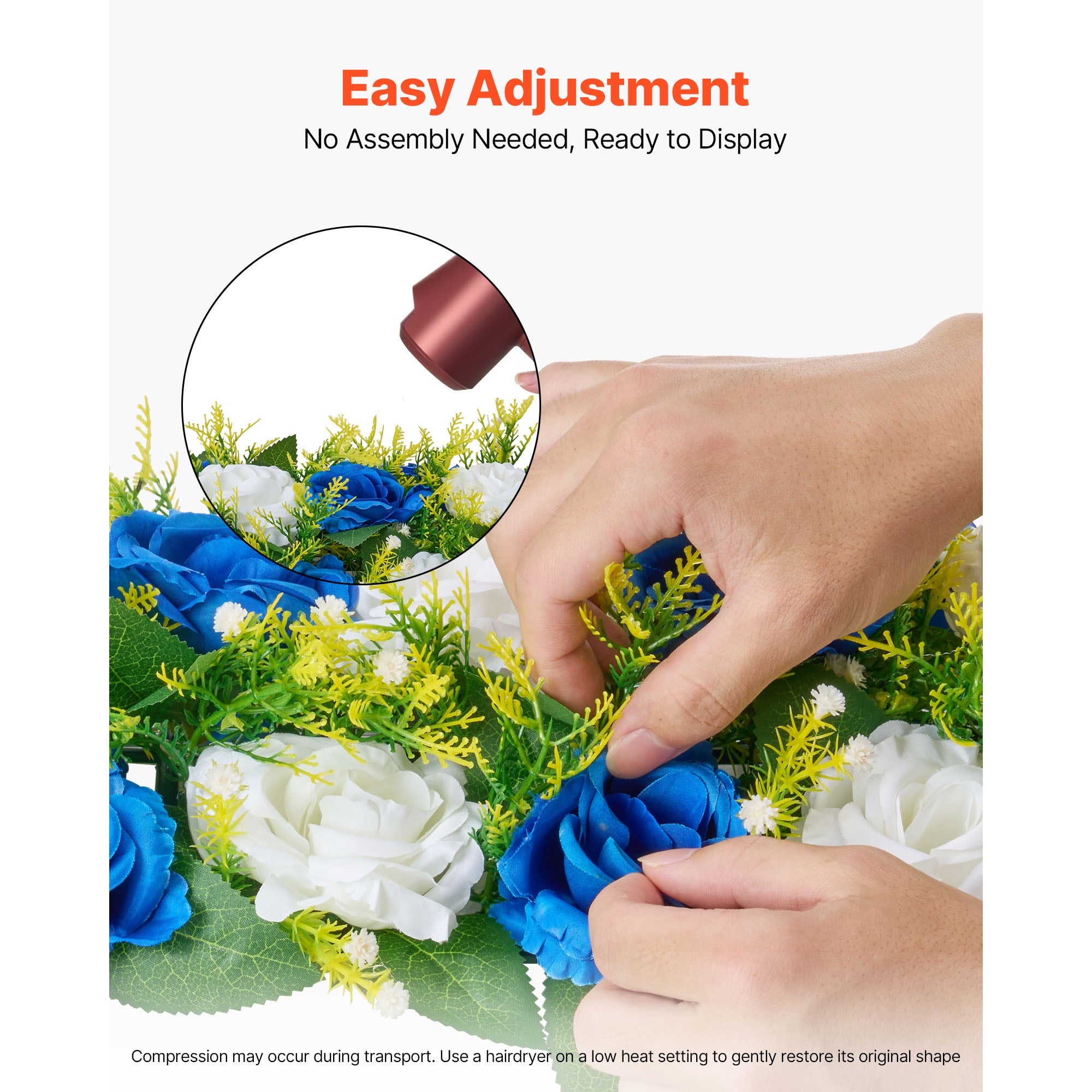 KFFKFF Artificial Flower Ball Arrangement Bouquet 10 PCS, 19.6 x 8.6 Inch Decorative Flower Balls for Wedding Table Centerpieces, Faux Rose Arrangements for Events and Home Decor