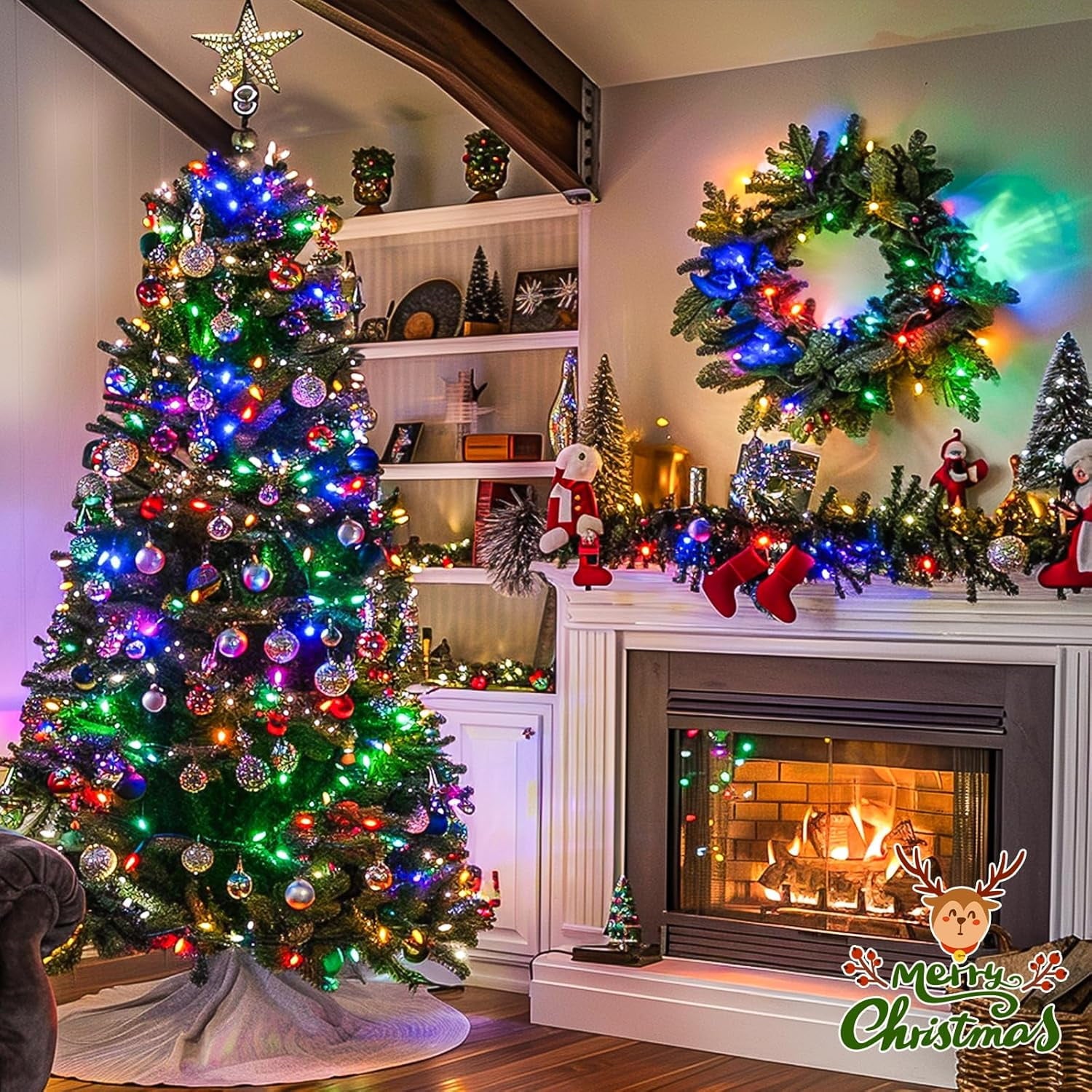 JMEXSUSS 168FT 600 LED Christmas Decor Lights 8 Modes Multicolor Christmas Lights Outdoor Waterproof Christmas Tree Lights Indoor Plug in Party Holiday Christmas Decorations
