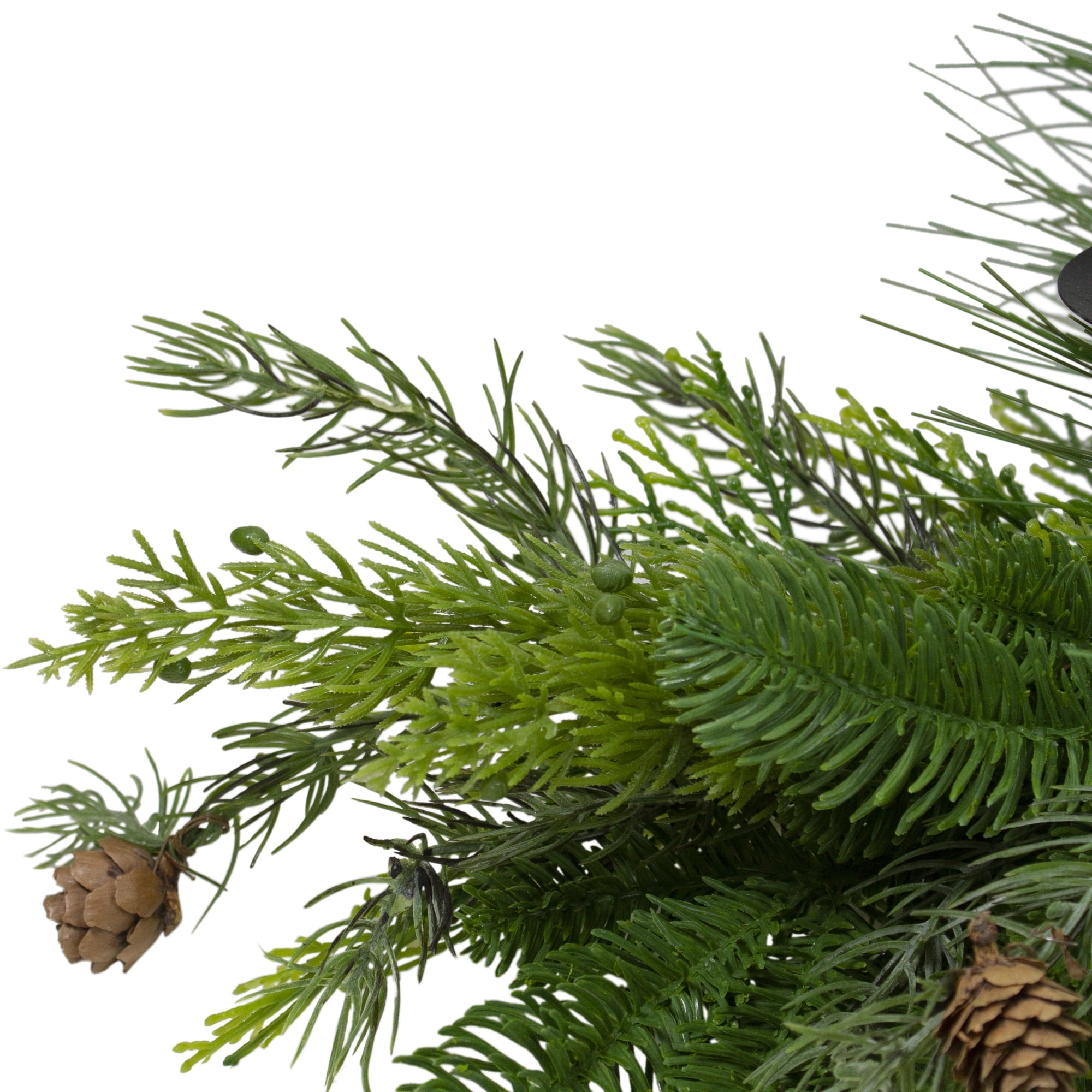 Northlight 32" Brown and Green Artificial Pine Cone and Pine Needle Christmas Candle Holder