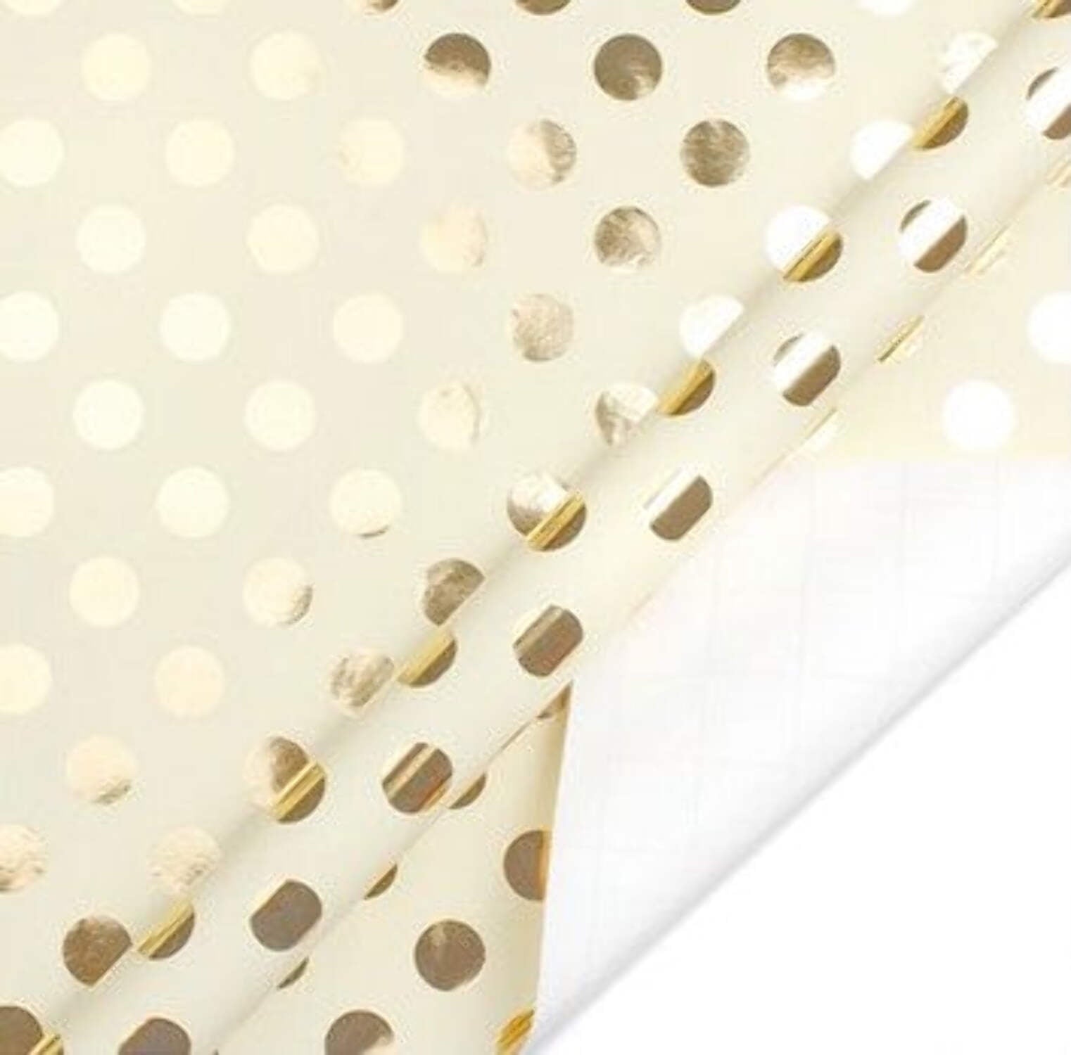 LaRibbons 30" x 10' Wrapping Paper Bundle (4 Roll Pack) White,Ivory,Gold Herringbone,Dots,Triangles,Art Deco