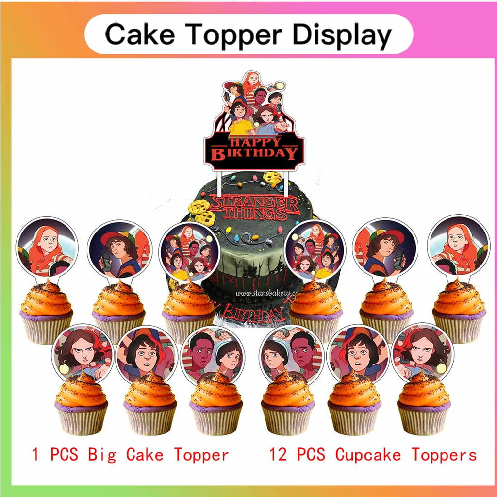 Strangers Things Party Supplies Decor Tableware Backdrop Banner Cake Topper Balloons Birthday Decorations