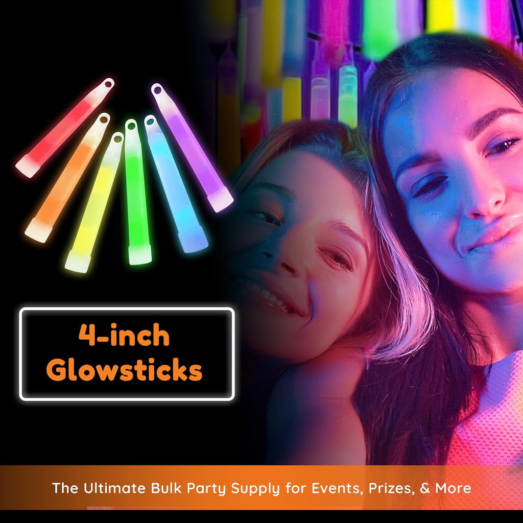 Glow Fever Glow Sticks Bulk 100ct Premium Glow in The Dark Light Up with Lanyards, for Glow Party Supplies, Party Favors, Birthday, Halloween, Graduation, Super Bright, Glow Up to 12 hrs