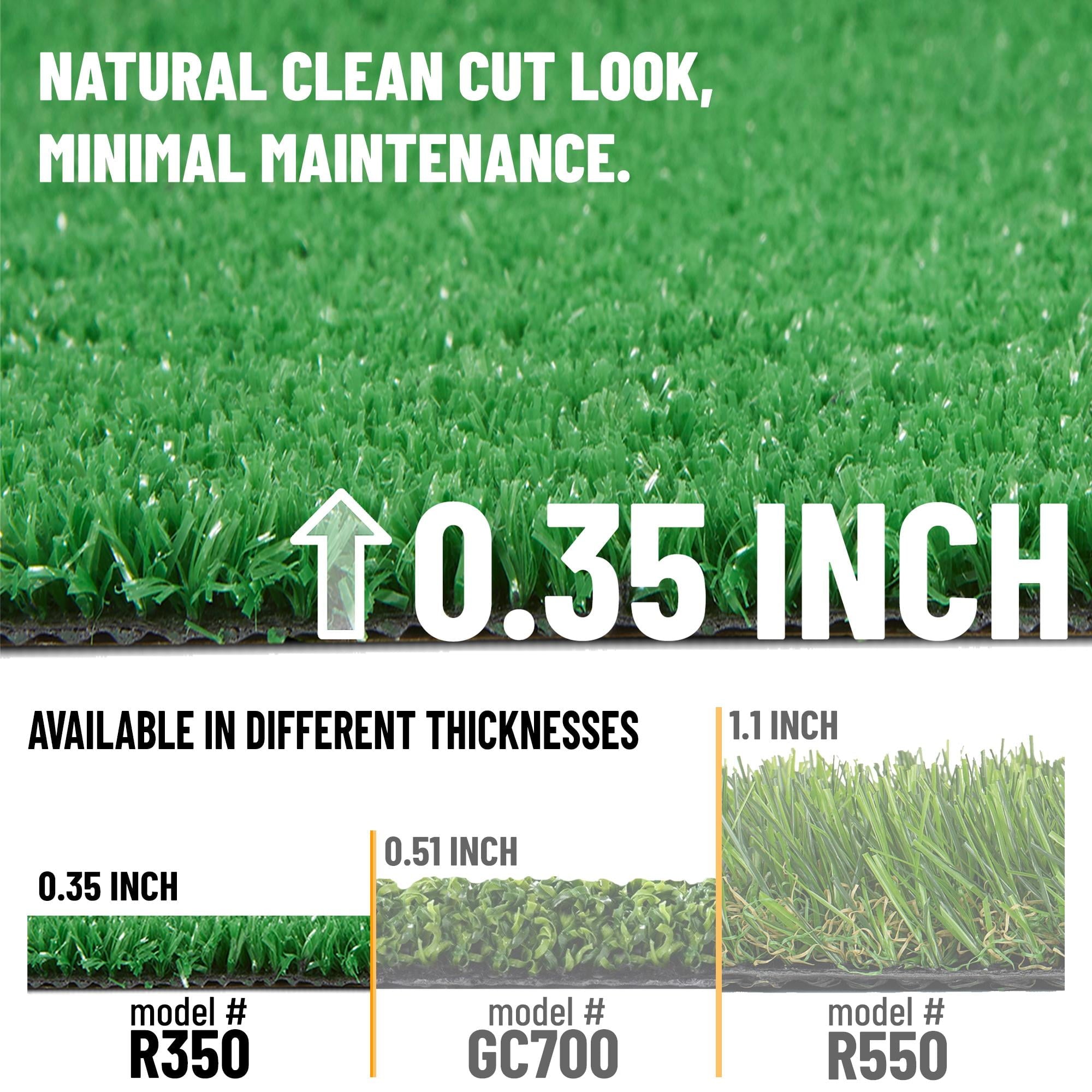 Ottomanson Waterproof Artificial Grass 2x6 Indoor Runner Rug Fake Grass for Patio, 22" x 6', Green