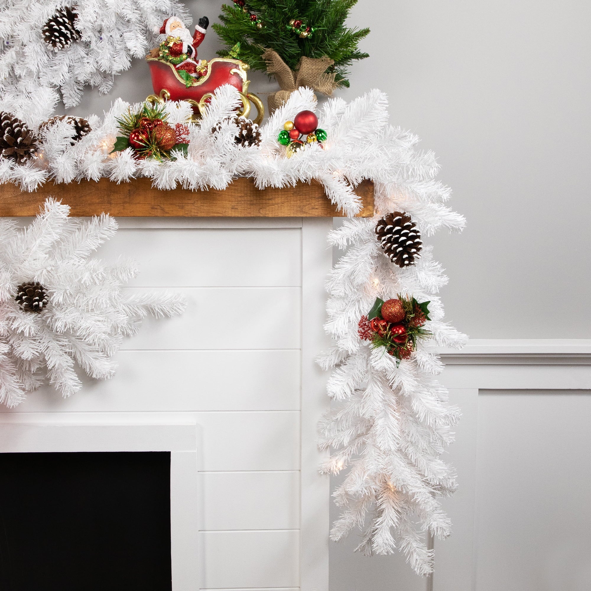 9' x 12" Pre-Lit Snow White Artificial Christmas Garland - Clear Lights