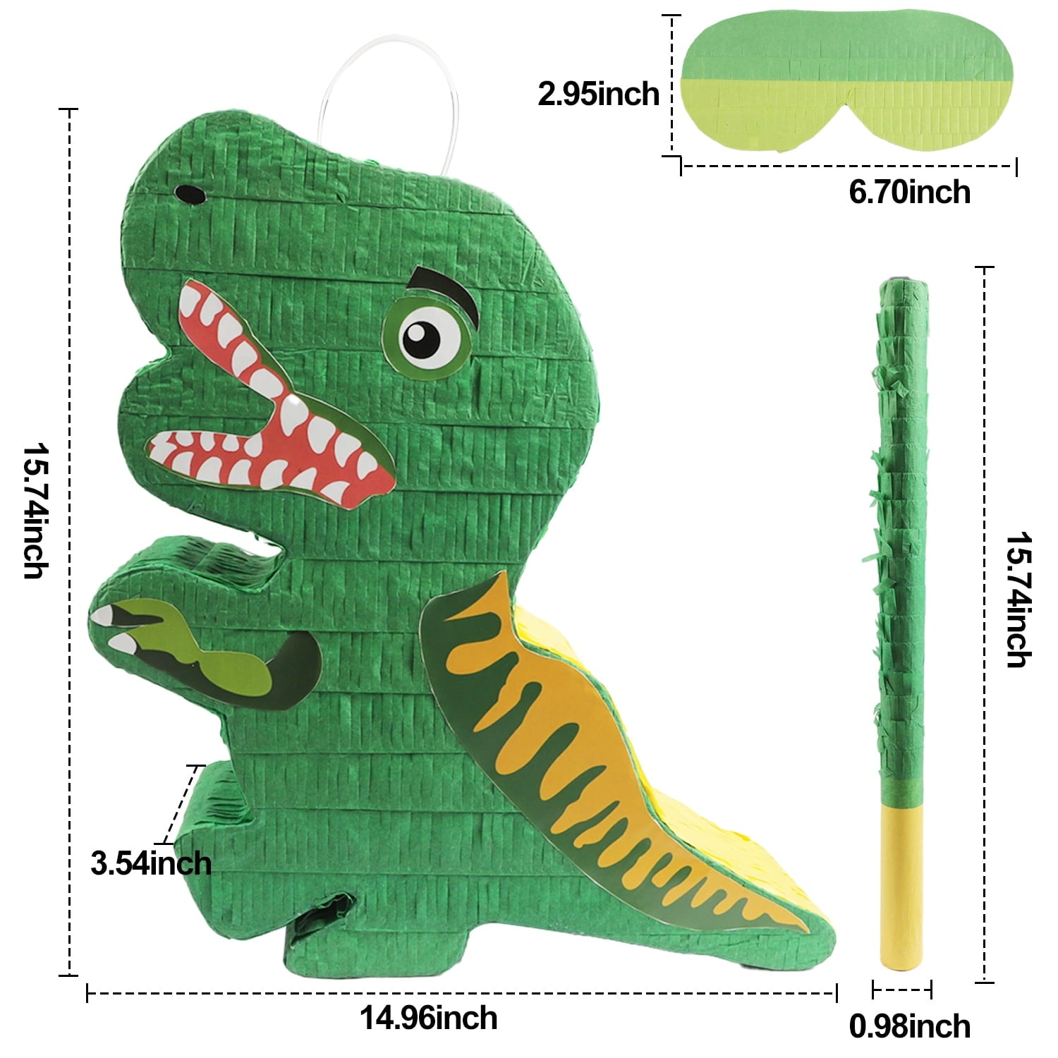 JBeeCtrl Dinosaur Pinata for Boys Bundle with a Blindfold and Bat (16.1x13.4x3.5 Inches), T-Rex Dino Pinata for Boys Kids Birthday Parties,  Decorations