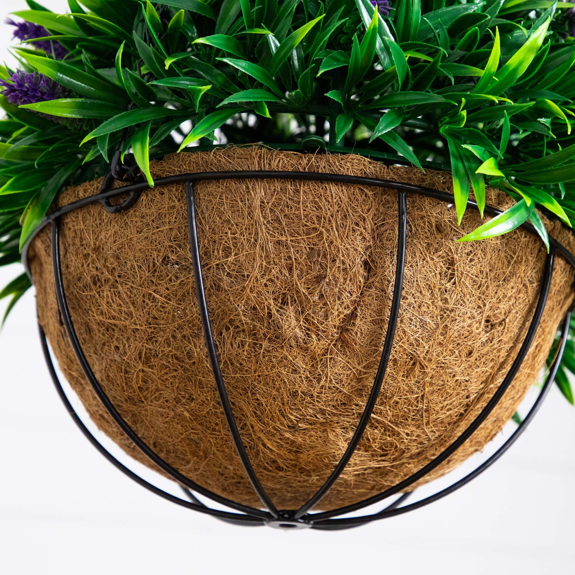 Nearly Natural 18in. UV Resistant Artificial Lavender Hanging Basket (Indoor/Outdoor)