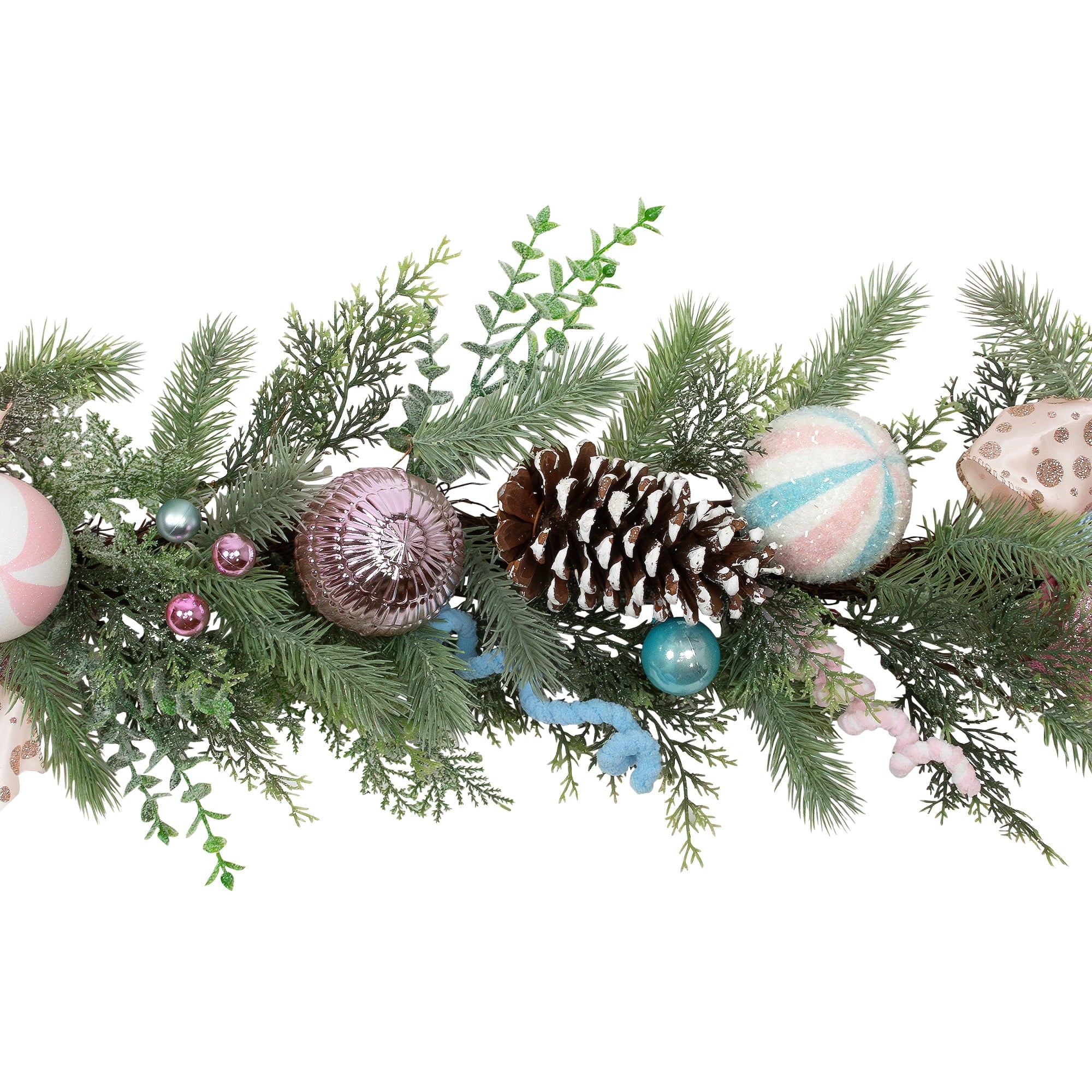 Northlight Pastel Bows and Ornaments Artificial Christmas Garland - 6' x 7" - Unlit