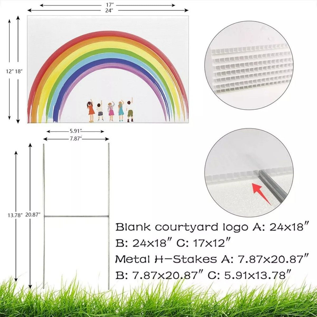 18x24" Yard Signs 5PACK Personalized Blank Corrugated Lawn Sign Large With Stakes