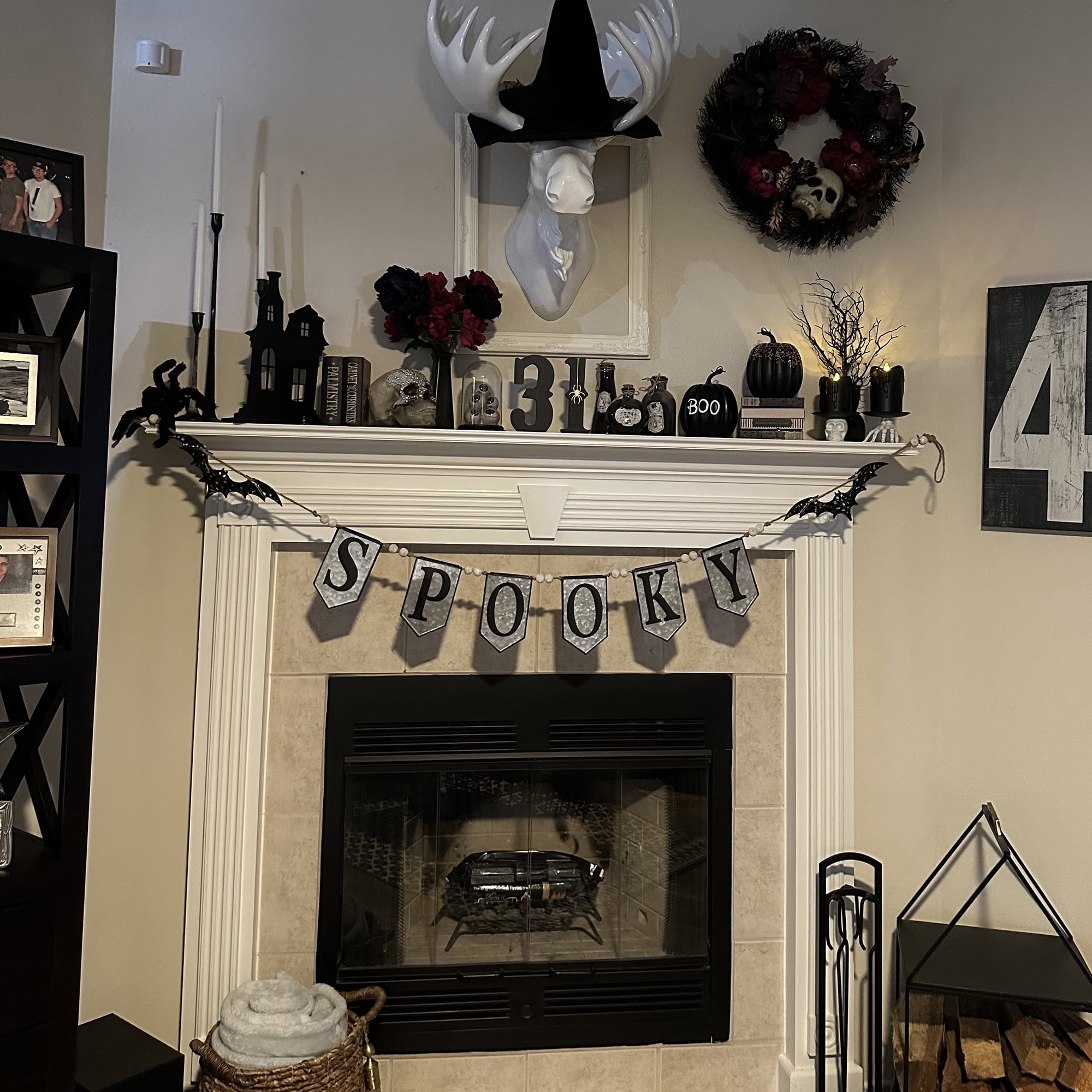 Northlight 7'  Metal Gray and Black SPOOKY Halloween Bat Banner