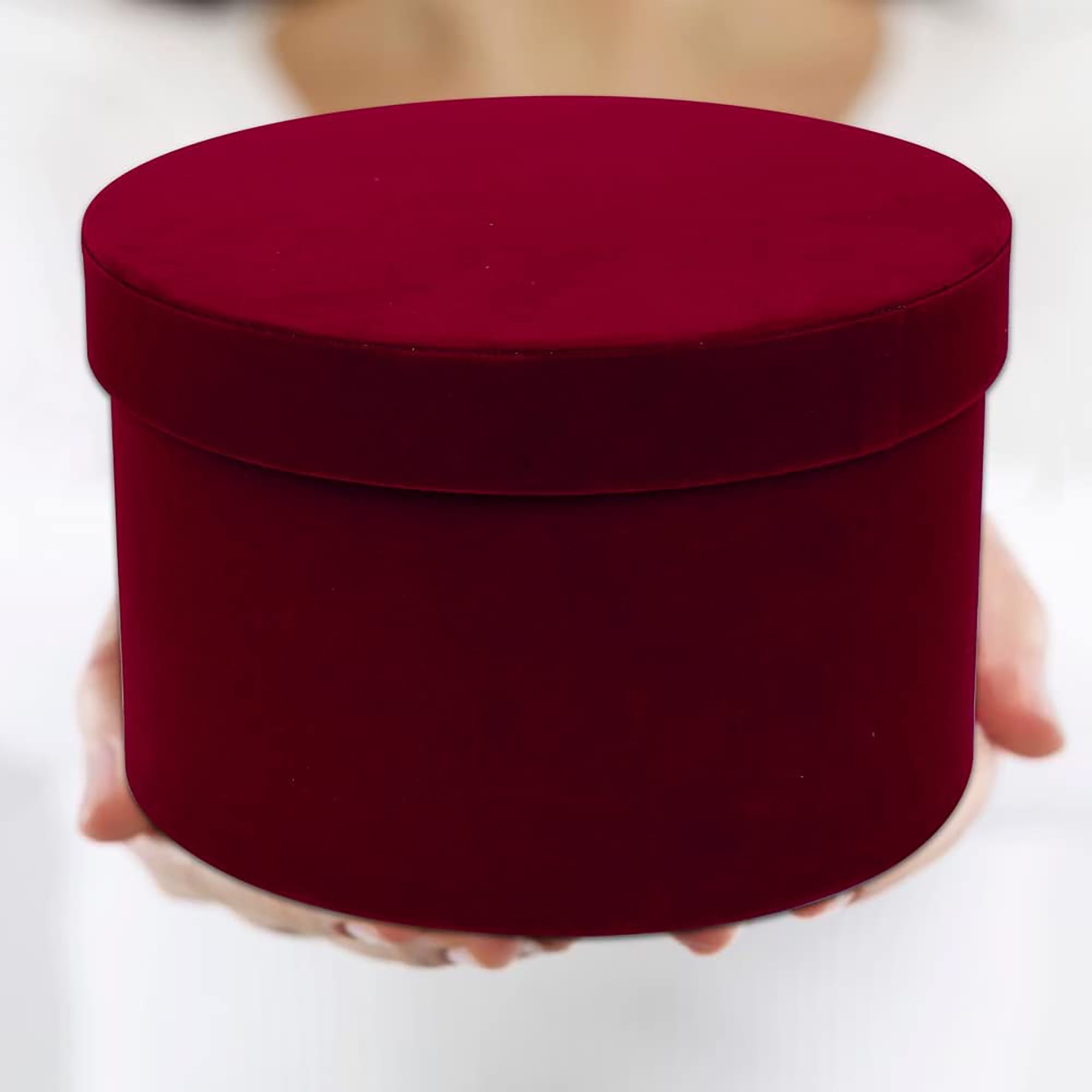 Round Gift Boxes with Lids Velvet Nesting Red Gifts Box for Presents Set of 4