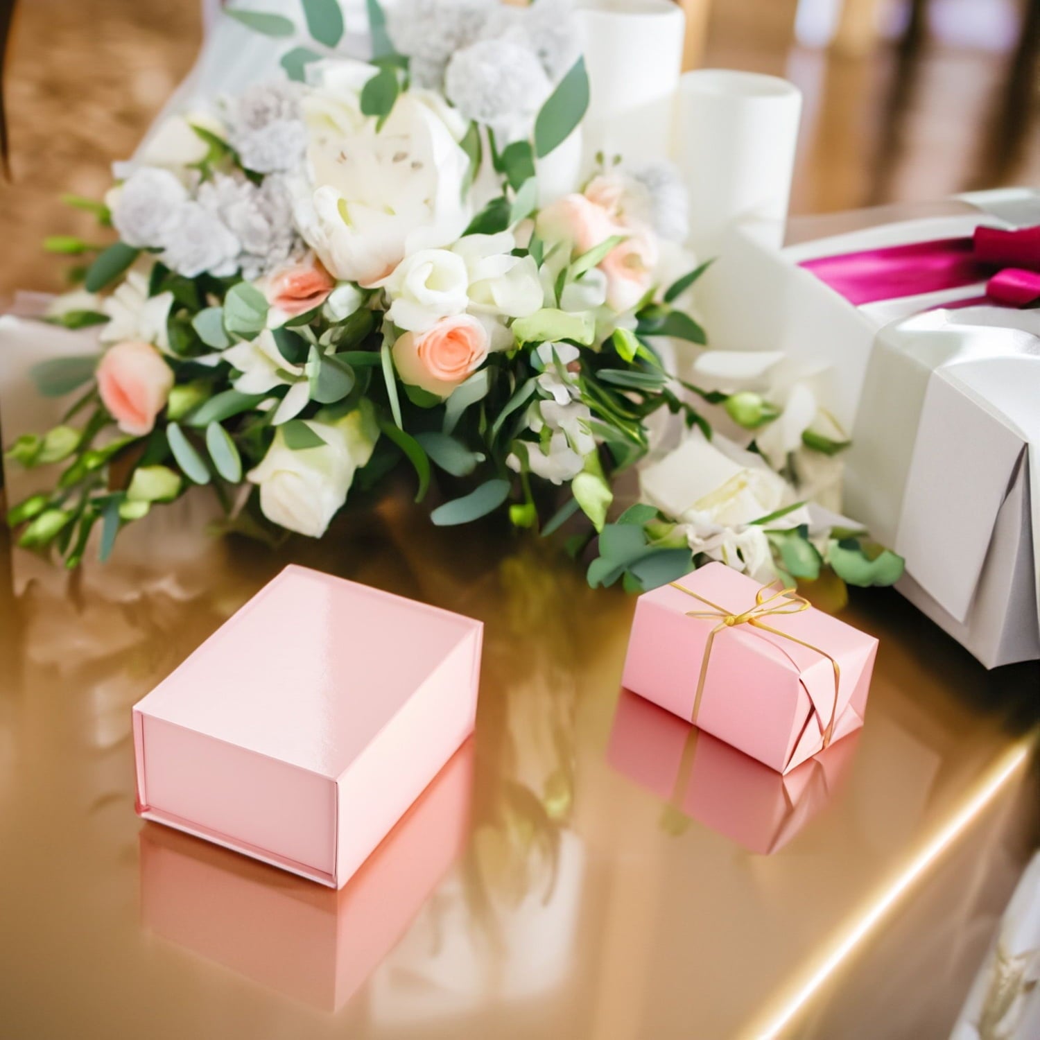 6 Pack Magnetic Gift Boxes with Lids, 9.5 x 7 x 4 Inches for Birthday, Wedding, Groomsman and Bridesmaid Proposal Box (Pink)