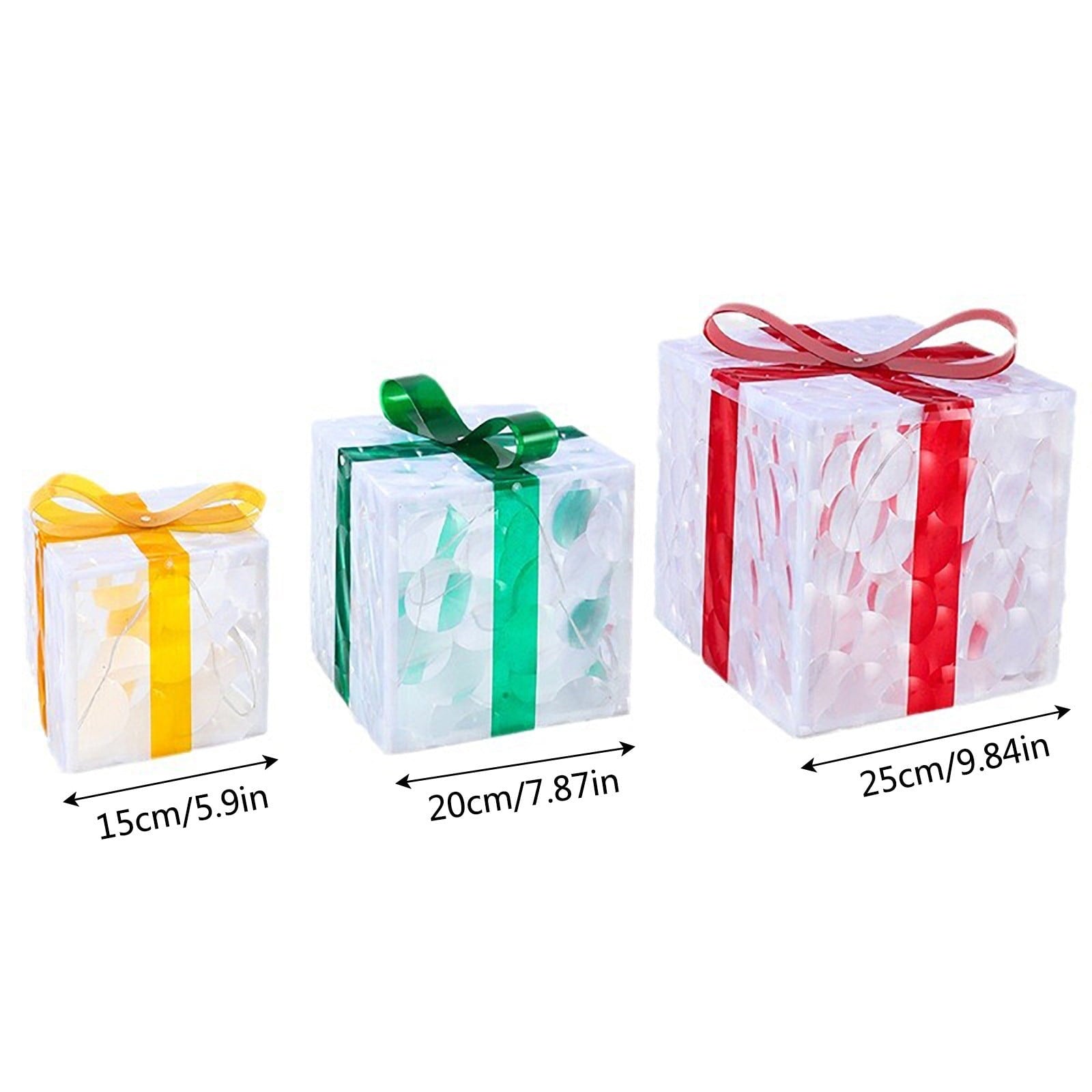 KeirineCC 3 Pack Christmas Lighted Gift Boxes Decor, Battery Operated Light up Gift Box, Christmas Decorations Tree Indoor Outdoor Home Xmas Present Box - Pink