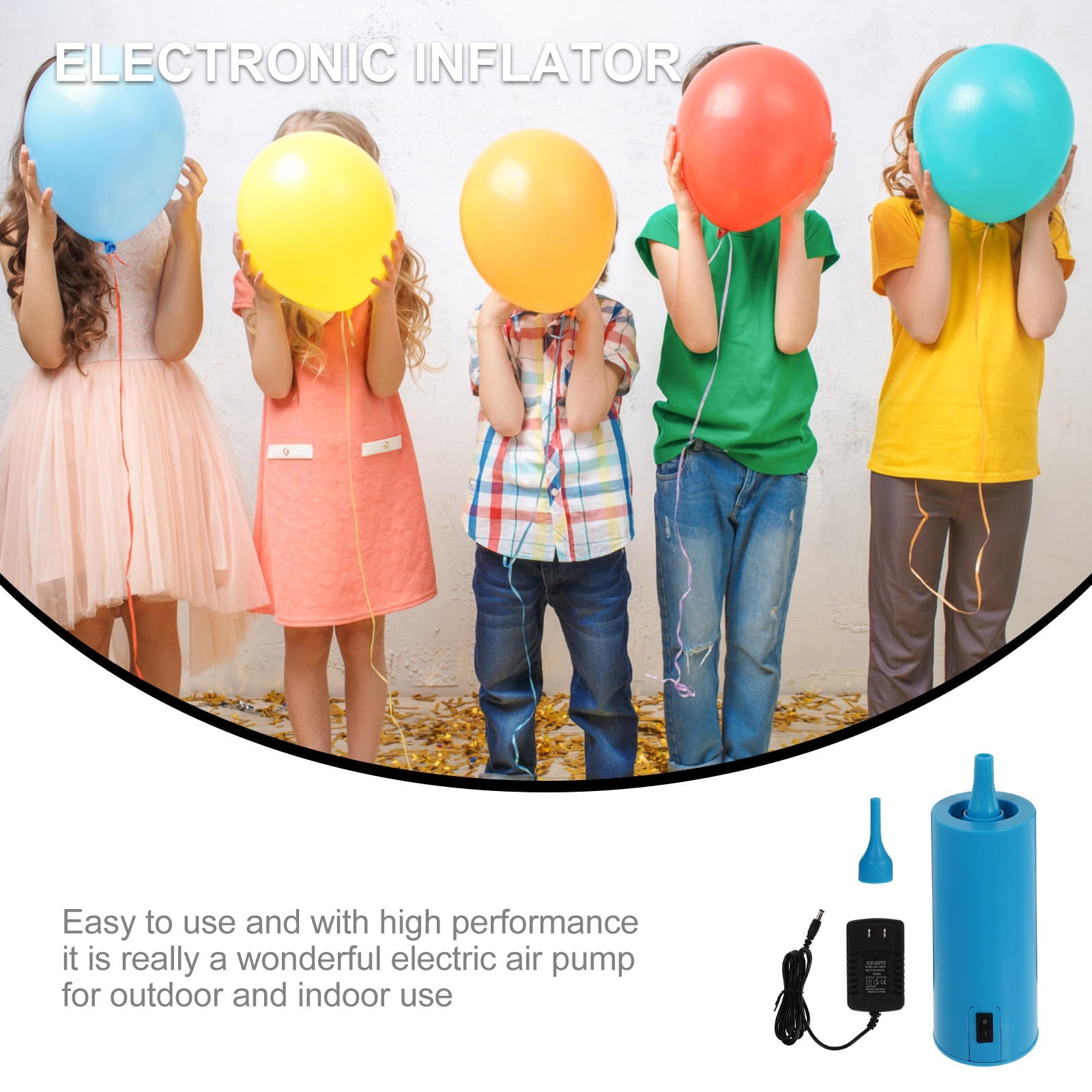 SOPOTUTU Blue Electric Balloon Pump for Party Lightweight Portable ABS Material Dual Use with Sound Insulation 1Pc