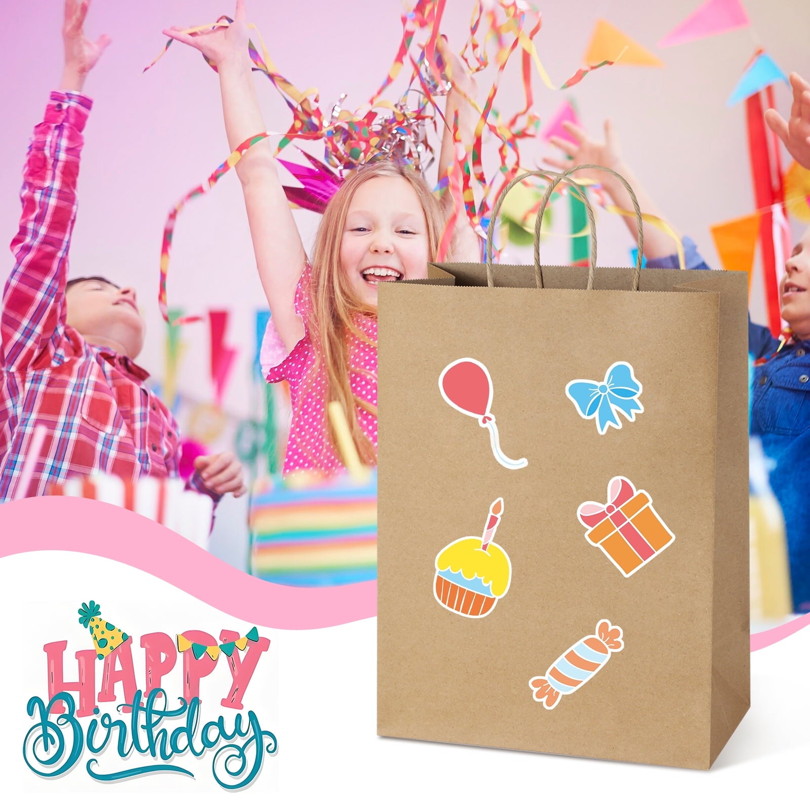 BagDream 50 Pack Paper Gift Bags 13x7x17 Recyclable Brown Kraft Paper Bags with Handles Bulk Party Bags, Shopping Bags, Retail Bags, Merchandise Bags