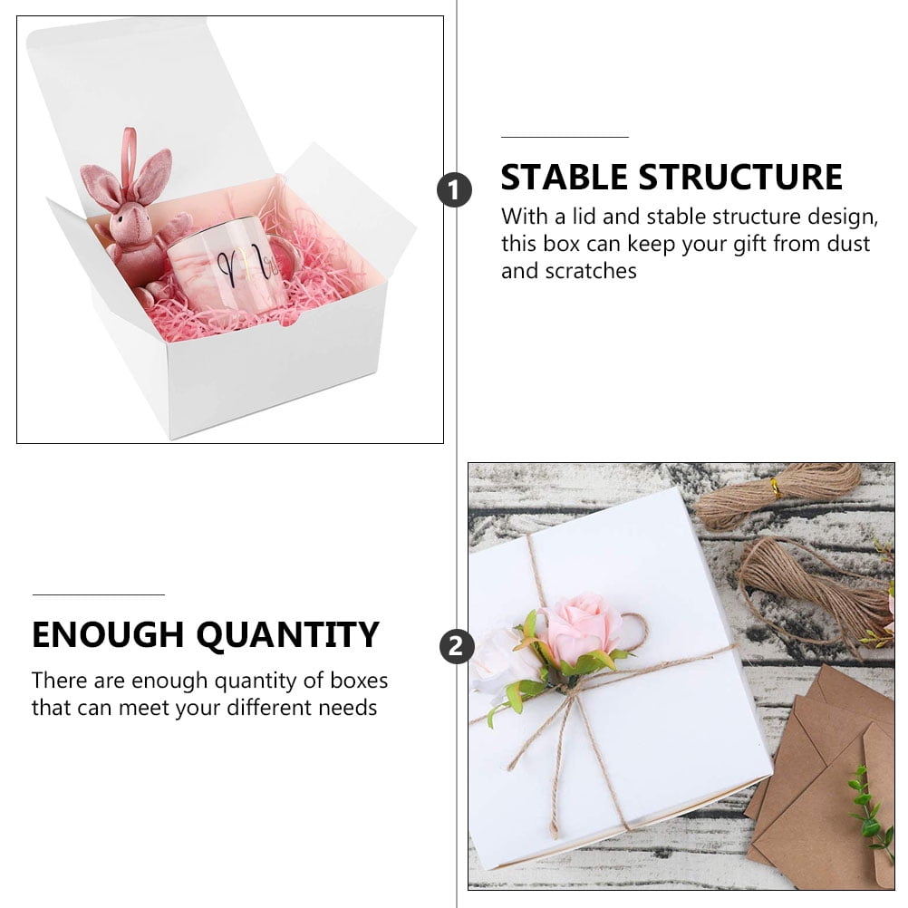 White 12 Pcs Kraft Paper Little Gift Boxes Tiny Packaging Multifunction Rope