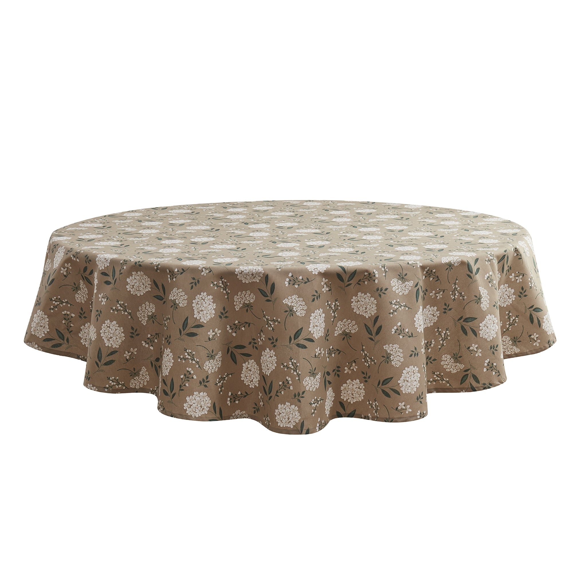 (3 pack) Mainstays Farmhouse Tablecloth Summer Floral Brown Fabric, 70" Round, Hydrangea