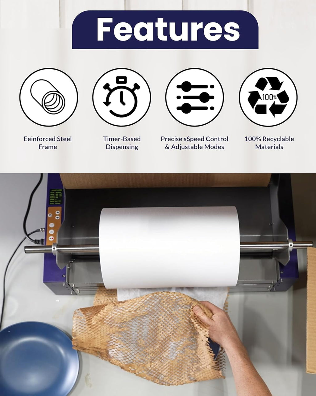 White Tissue Paper Roll for Packing – 12" x 3360' Soft & Durable Wrapping Paper for Gifts, Shipping & Crafts – Lightweight & Acid-Free Protective Packaging for Fragile Items