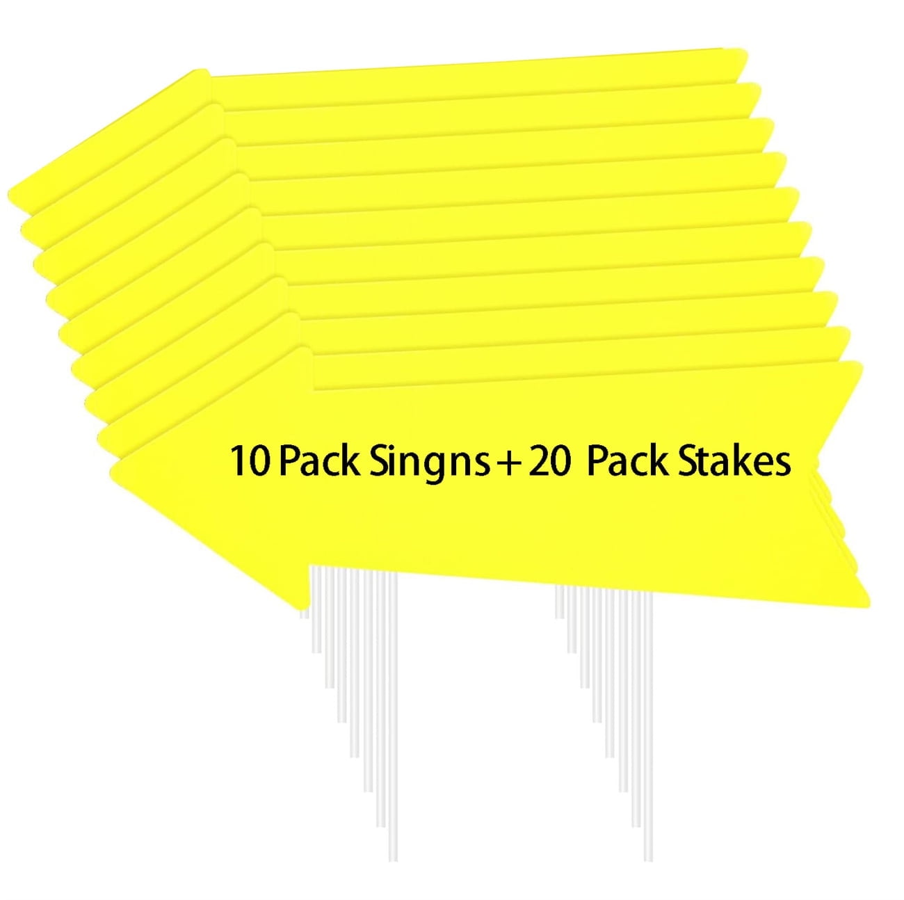 10 Pack Blank Yard Signs,Bexikou Yellow Arrow Signs with Stakes, This Way Directional Arrow Yard Sign,Wedding Yard Signs,Birthday Party Welcom Signs for Outdoor Lawn Garden