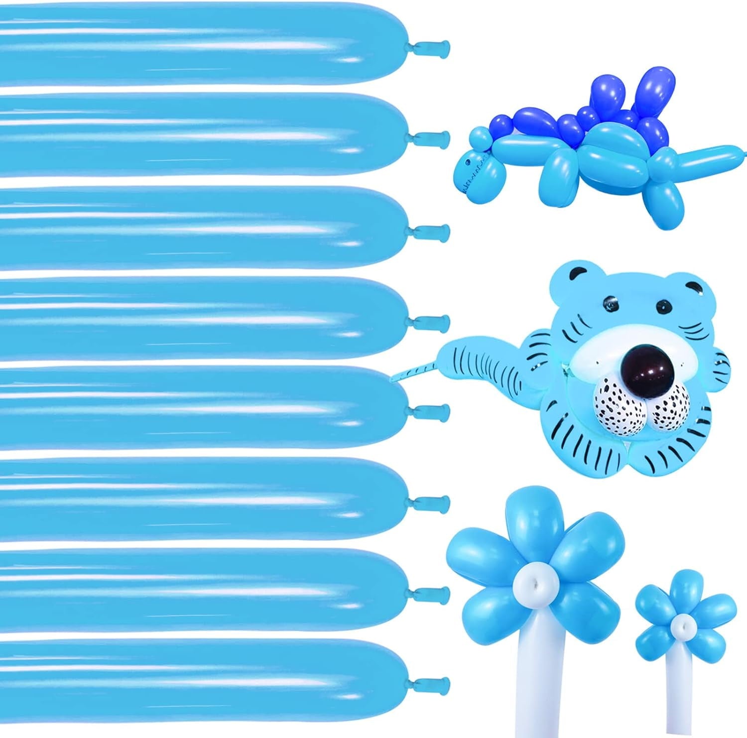 100 clear 260 balloons, clear long and thin balloons, animal balloons, high-quality balloons for beginners to make children's carnival party decorations