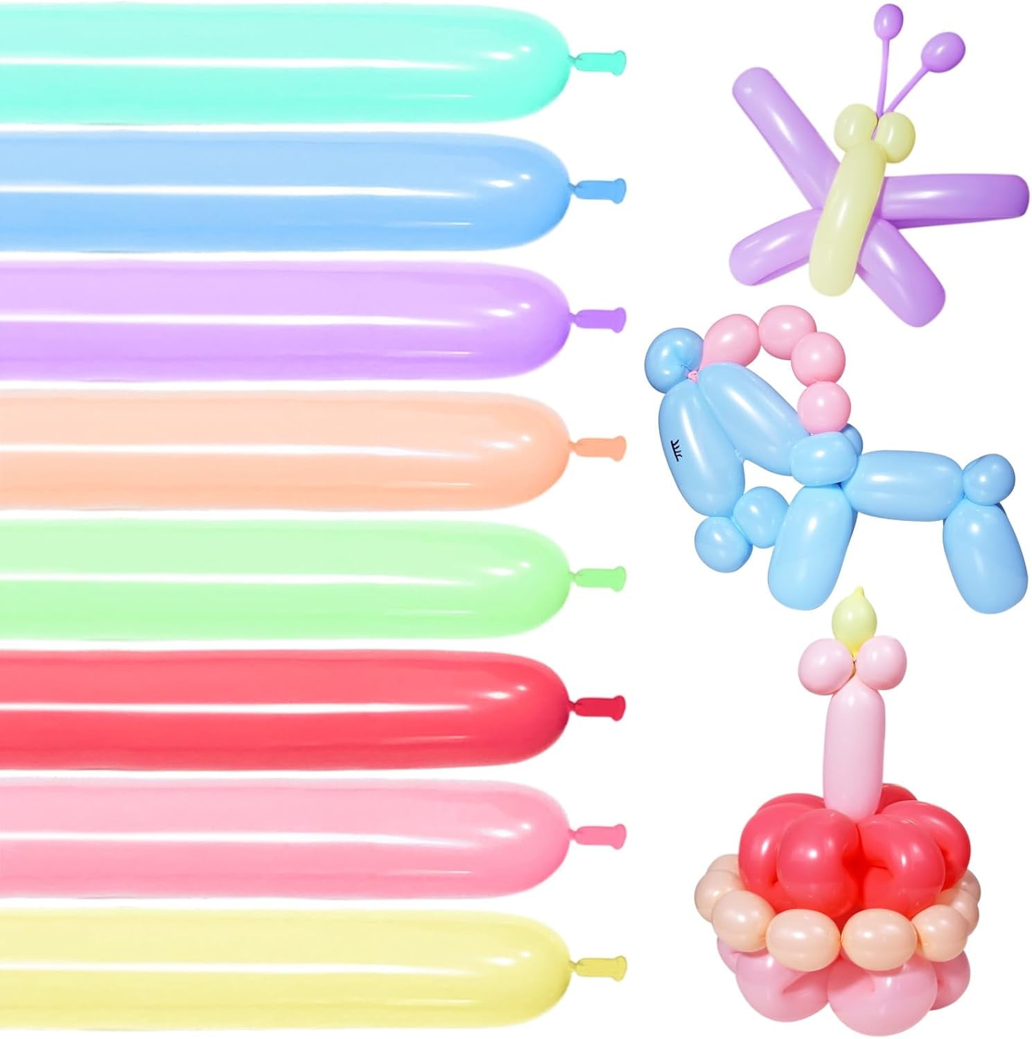 100 clear 260 balloons, clear long and thin balloons, animal balloons, high-quality balloons for beginners to make children's carnival party decorations