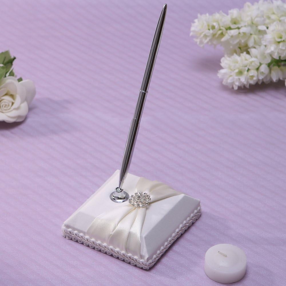 Elegant Guest Book With Pen, Set of 2, Pink