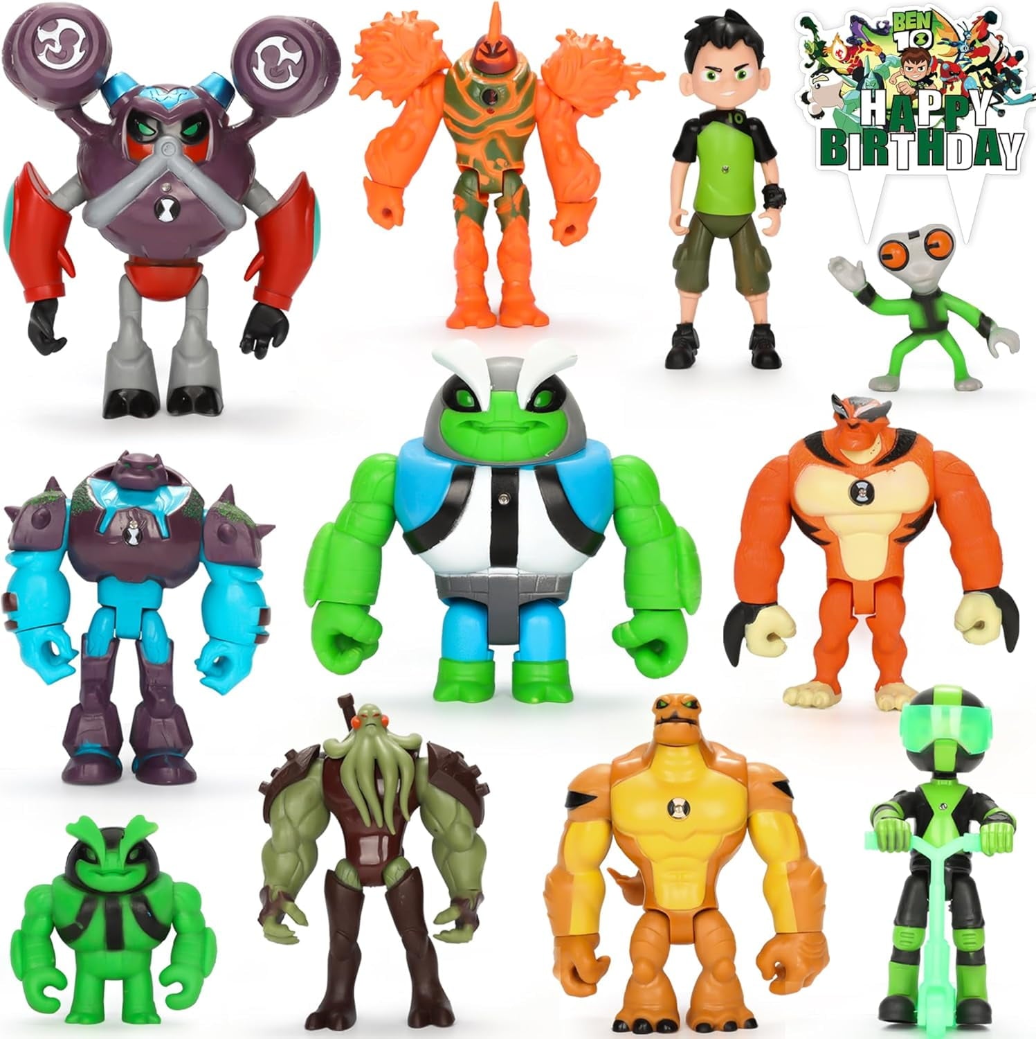 (11 PCS) Ben 10 Toys Action Figures Model - 11 Pcs Figurine Toys Anime Character Figurines with Cake Toppers, Ben 10 Science Themed Party Decor, Toys Games Ben 10 for Kids Birthday Gifts