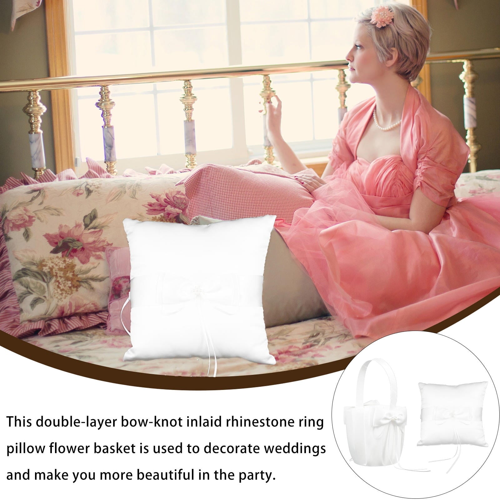 ifundom Ring Bearer Pillow White Cloth 2Pcs