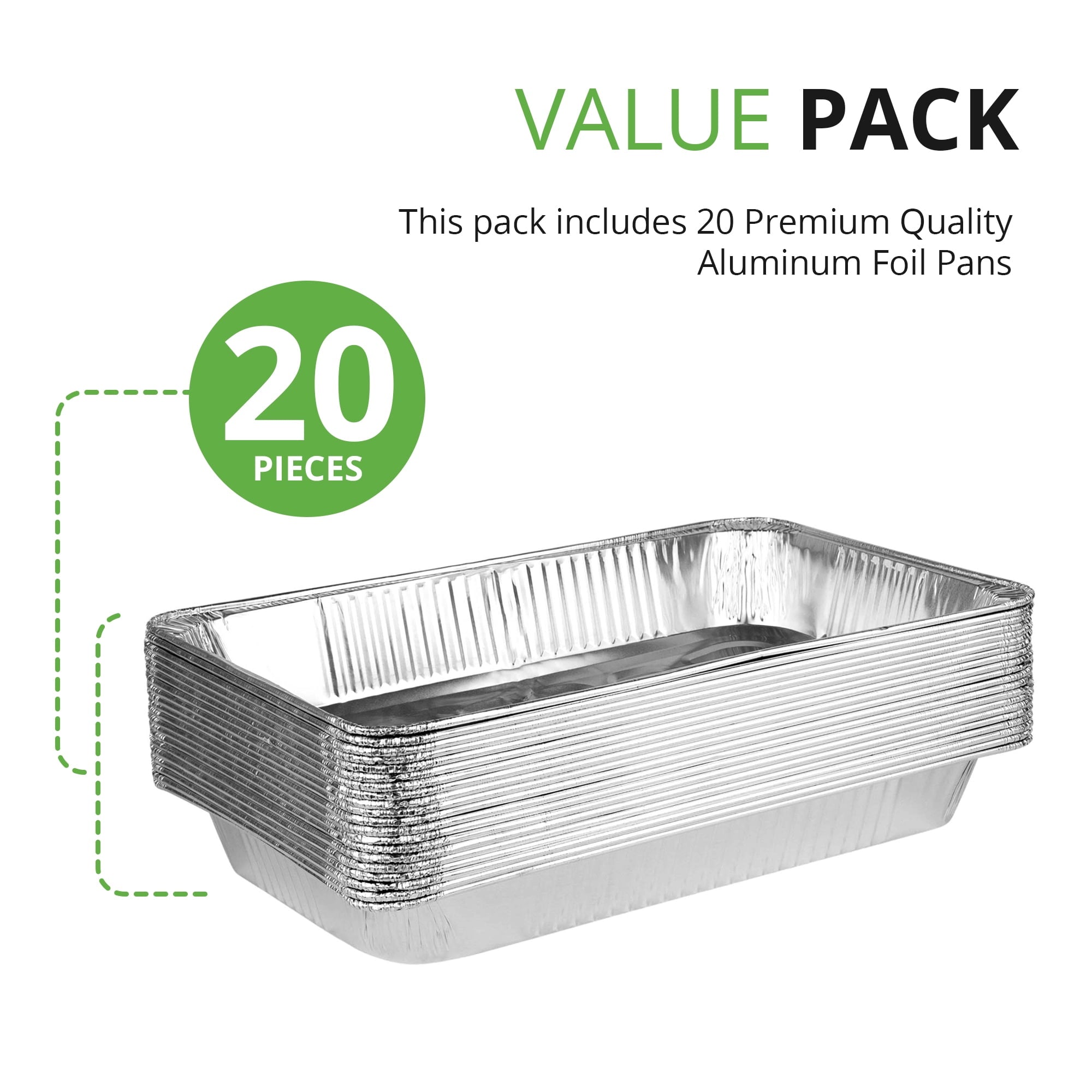 Stock Your Home 21x13" Aluminum Foil Pans (20 Piece Count) - High-Temperature Baking & Serving Trays