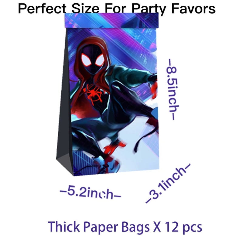 Spider Miles Morals Goodie Bags Treat Candy Decorations Party Favor Supplies Birthday Cake Topper Backdrop Banner
