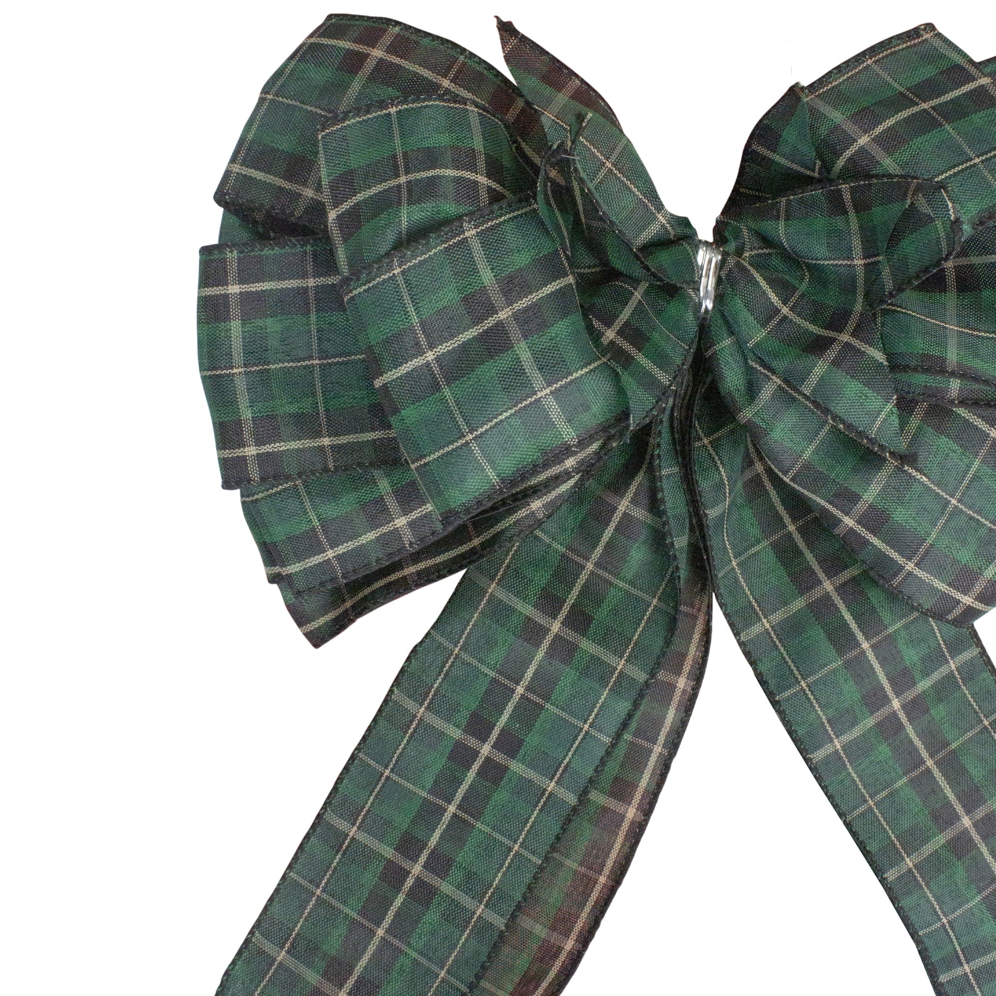 Northlight 50" Green and Black Plaid 16 Loop Christmas Bow Decoration
