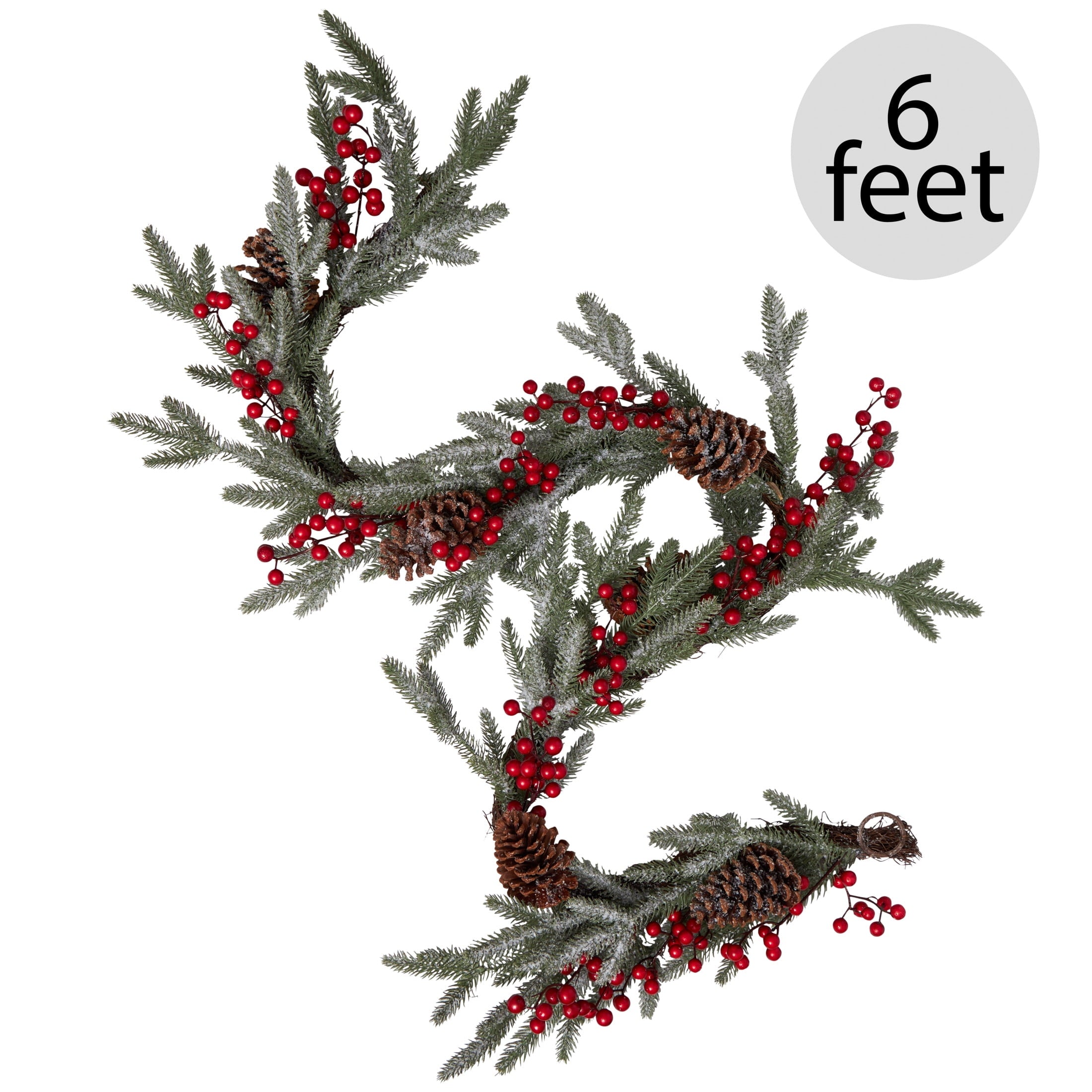 Frosted Red Berry and Pinecone Garland, 6 ft, by Holiday Time