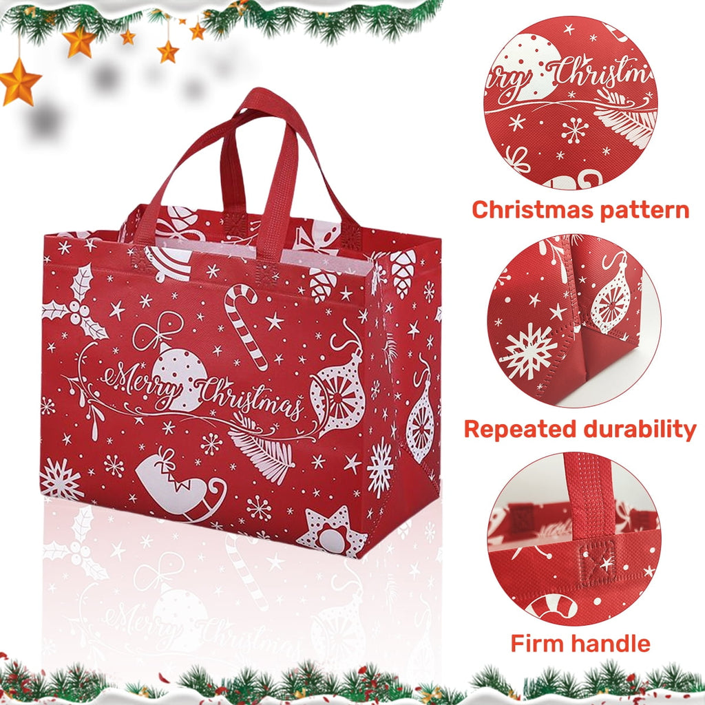 Christmas Gift Bags with Handle Large Reusable Holiday Shopping Bags for Xmas Gifts Wrapping Party Supplies 12.6×9.84×6.69 in 16Pcs