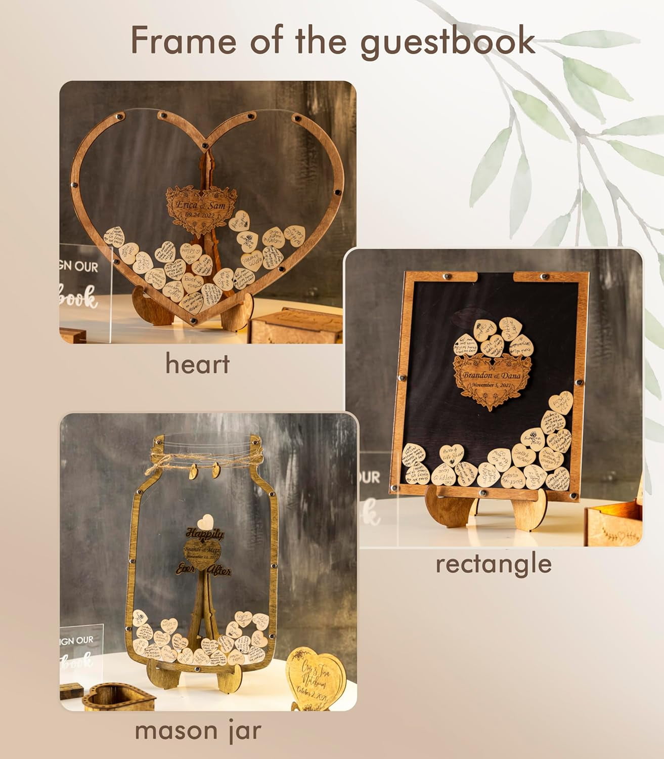 Rustic Wedding Guest Book, Heart Drop Guest Book, Personalized Wedding Guest Book Alternative, Heart Frame Wedding Guest Book, Guest Book Sign, Wedding Decor, Wooden Drop Box (ebony)