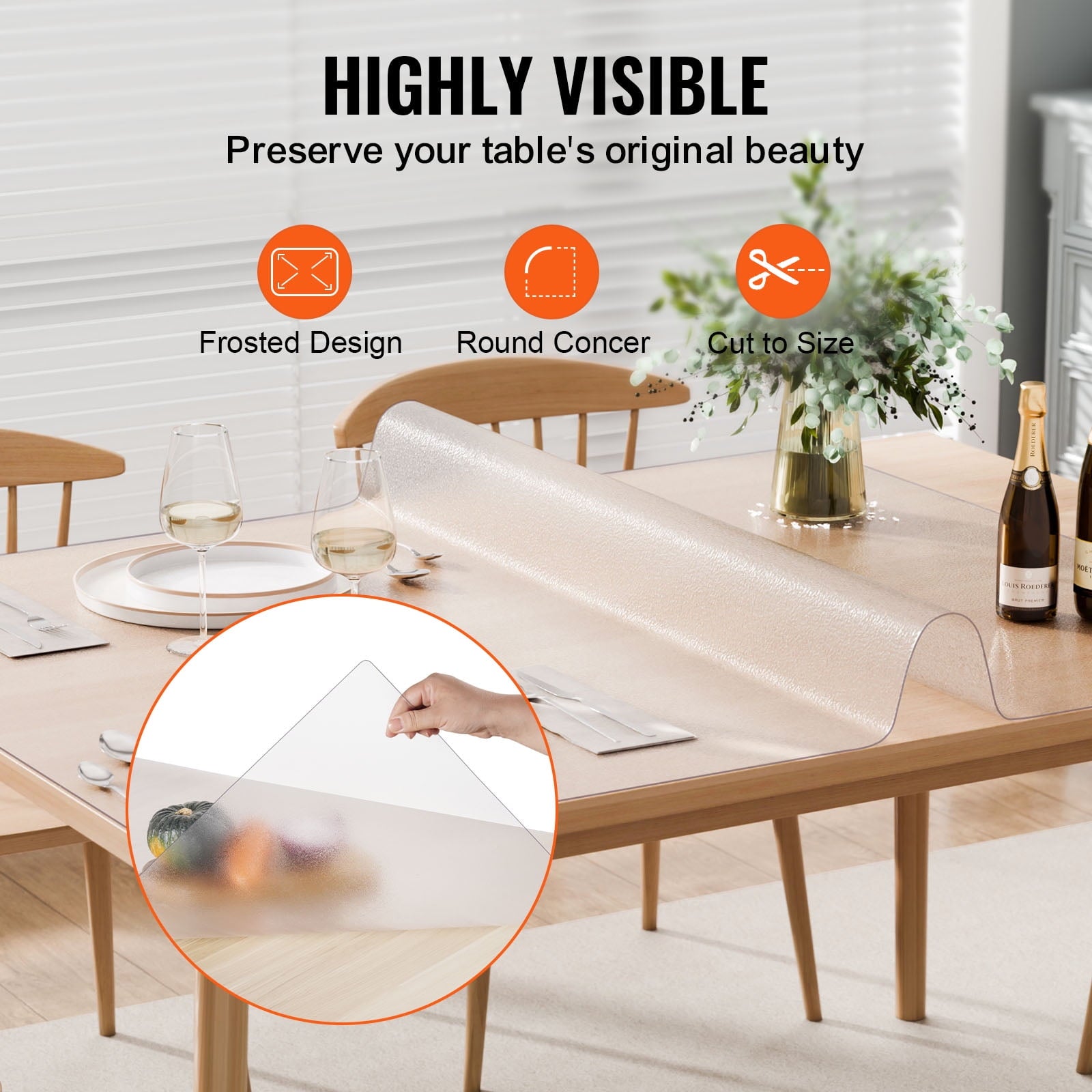 KFFKFF Frosted Desk Protector, 36x60 in, 1.5mm Thick, Rectangle, PVC, Water-Resistant & Simple to Clean, Ideal for Office, Dining, or Nightstand