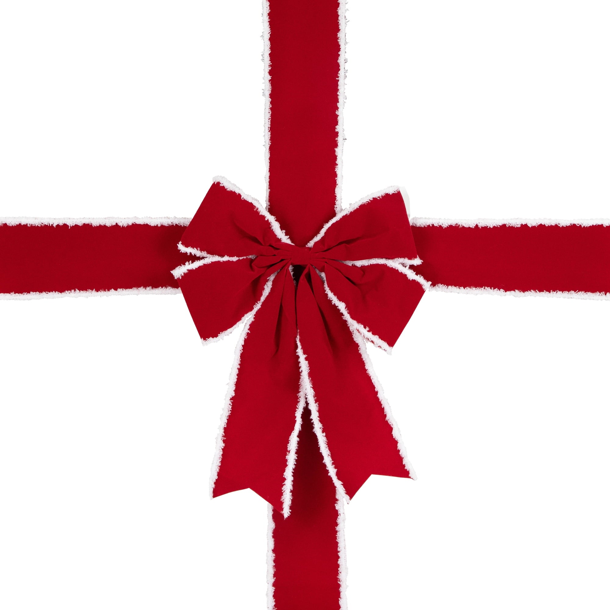 Northlight 14' Red and White Velvet Christmas Door Bow