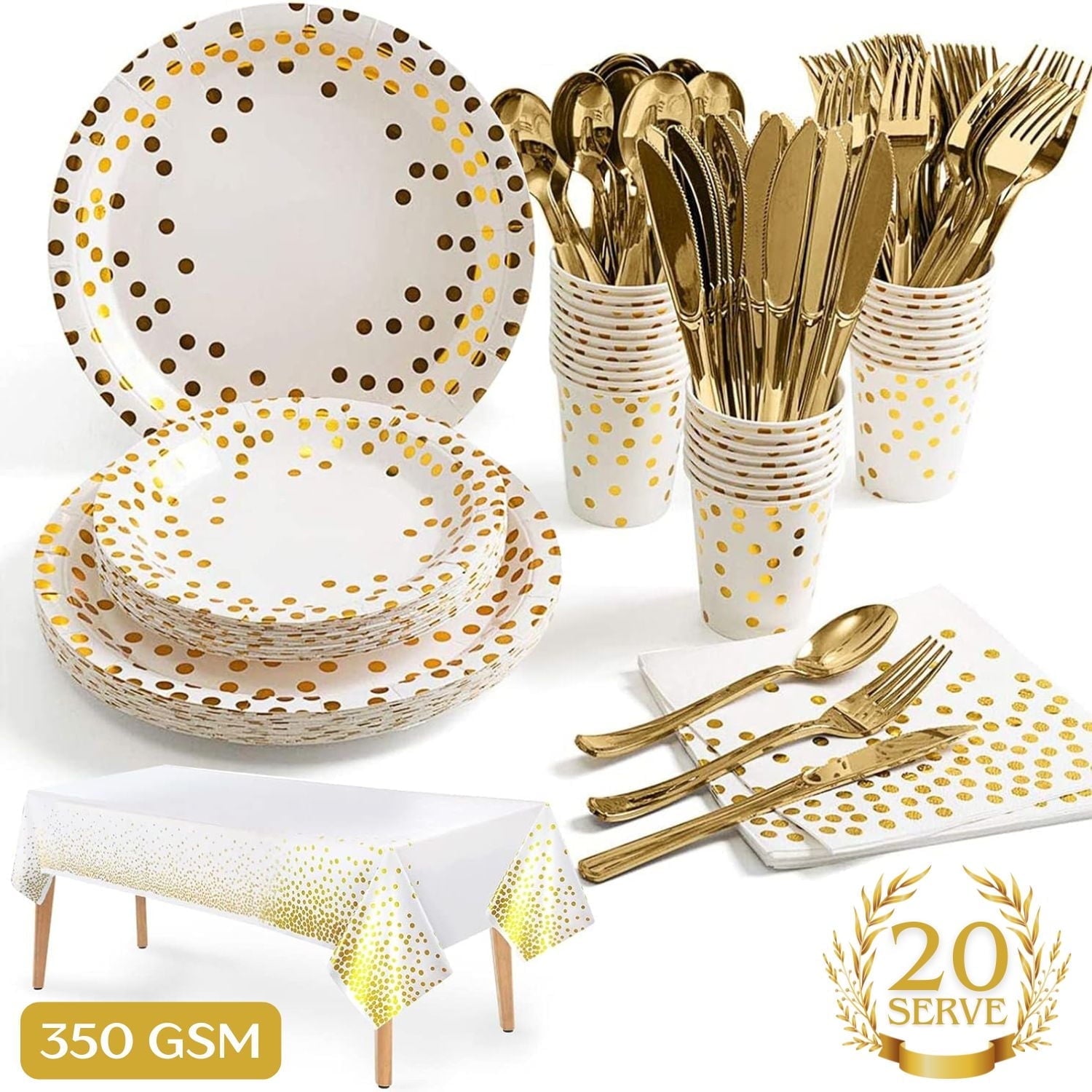 141 Piece Pink Gold Party Supplies Set Serves 20 - Plate Tablecloth Cup Napkins for Wedding Bridal Shower Baby Shower Holiday Parties
